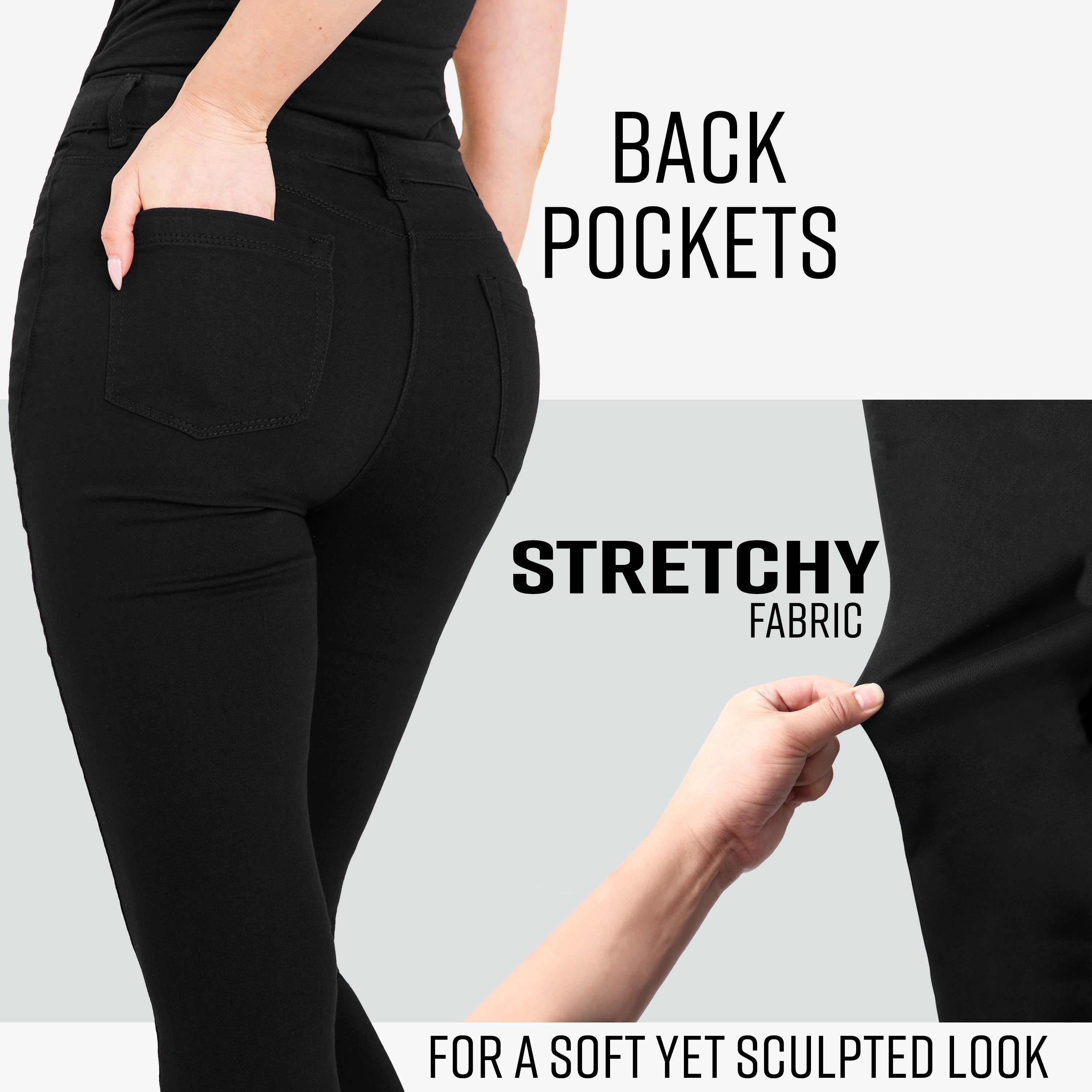 citycomfort-jegging-femme-court-3-4-noir-denim-stretch-taille-40 image 2