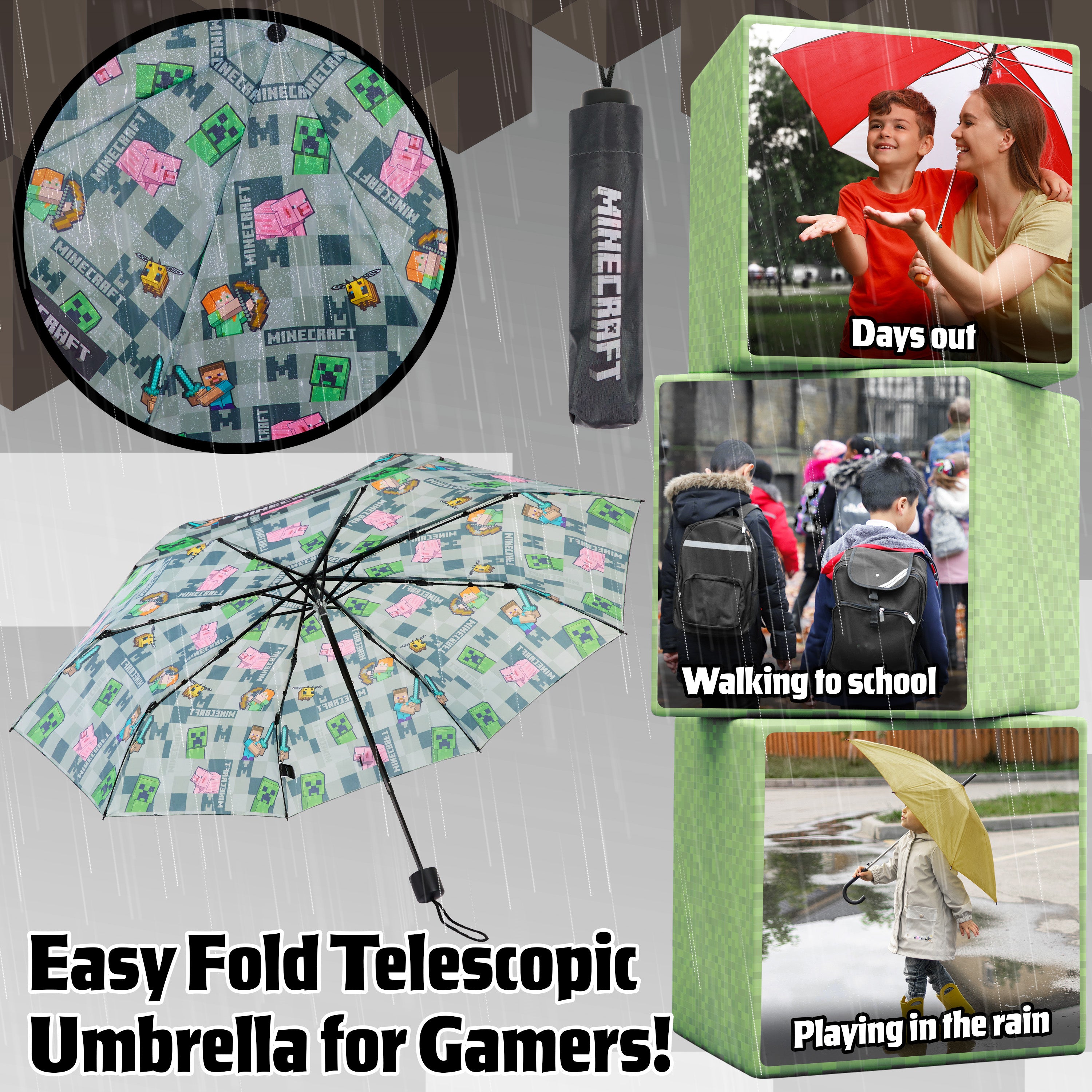 minecraft-parapluie-enfant-pliable-t-lescopique-cole image 3