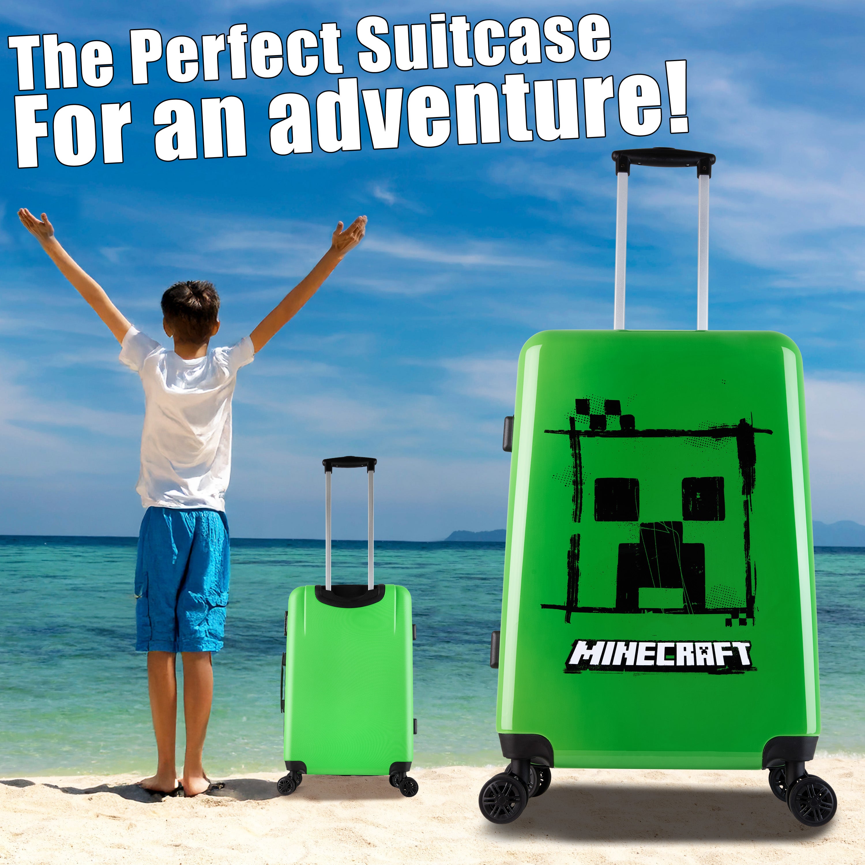 minecraft-creeper-valise-enfant-rigide-verte-46l-4-roues image 3