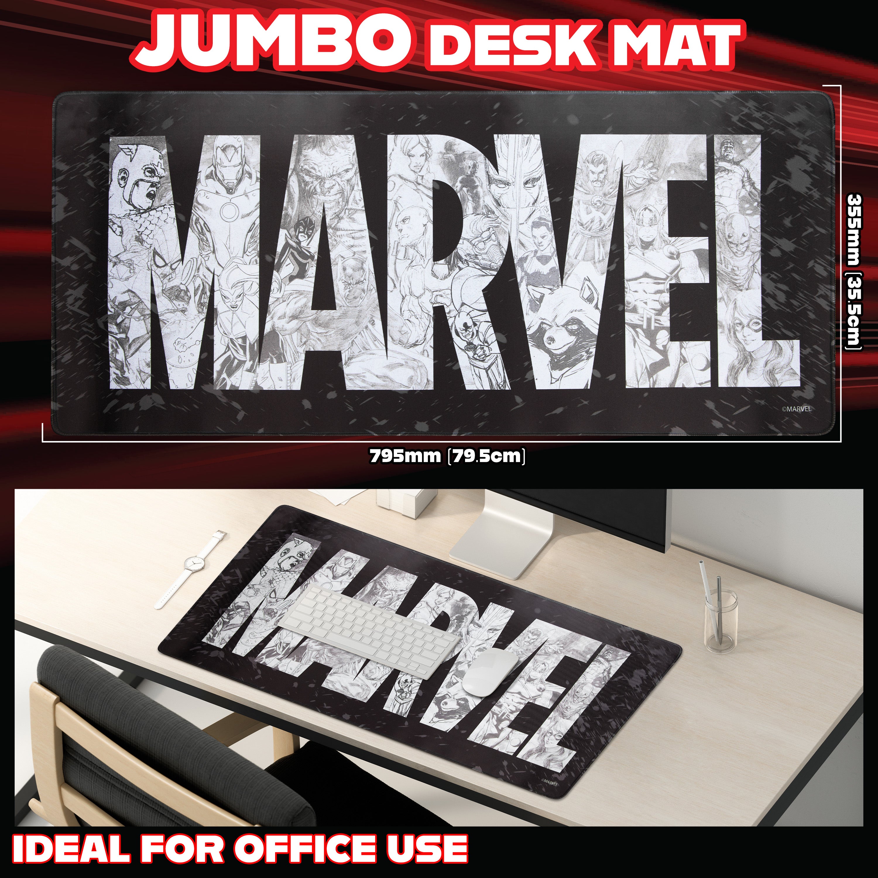 get-trend-marvel-avengers-tapis-souris-xxl-80x36-noir image 3