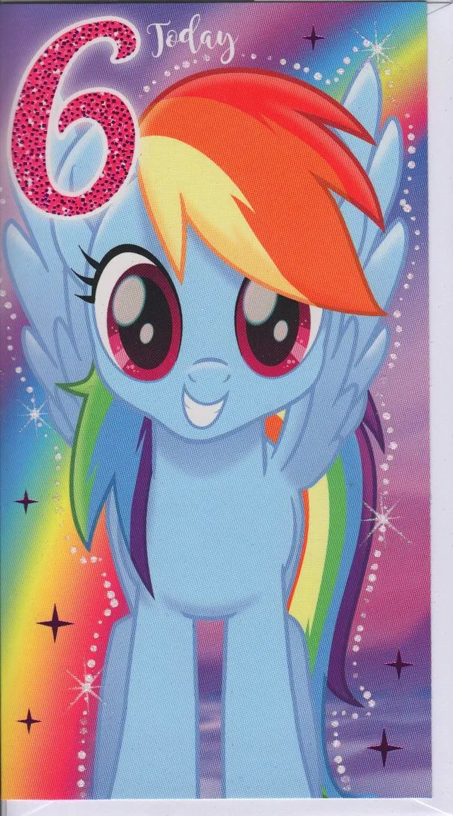 my-little-pony-mp035-carte-anniversaire-6-ans-paillettes image 1