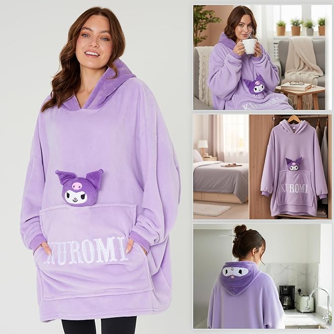 hello-kitty-sweat-plaid-capuche-oversized-femme-peluche-taille-unique image 2