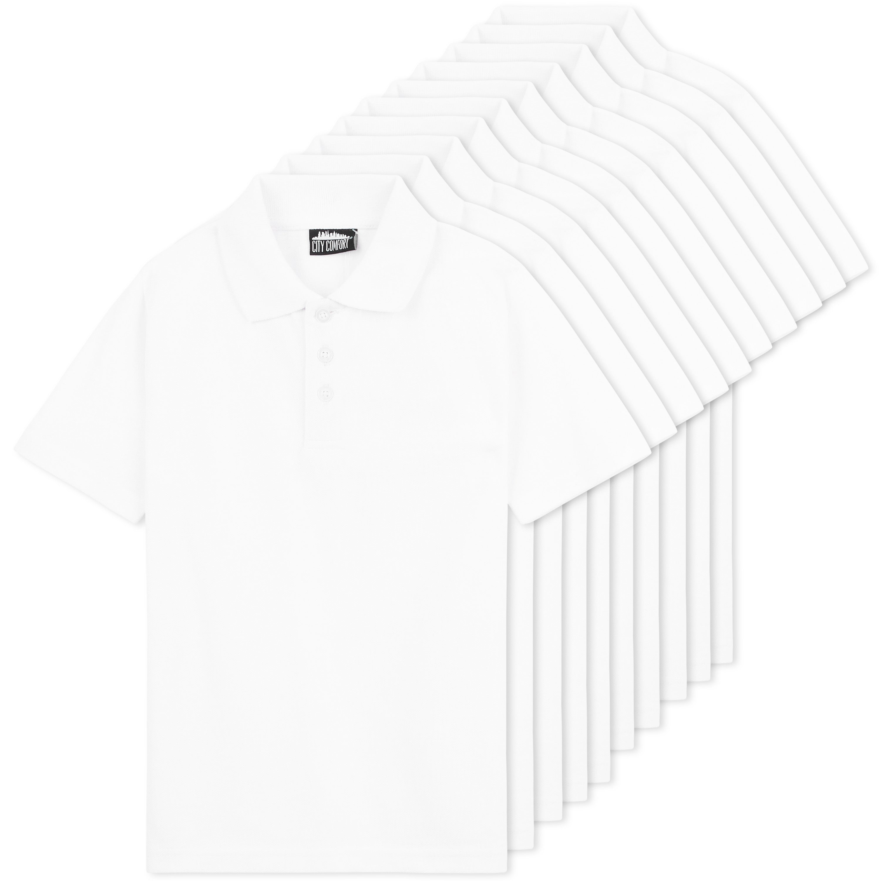 citycomfort-polo-blanc-enfant-manche-courte-lot-de-10-coton image 1