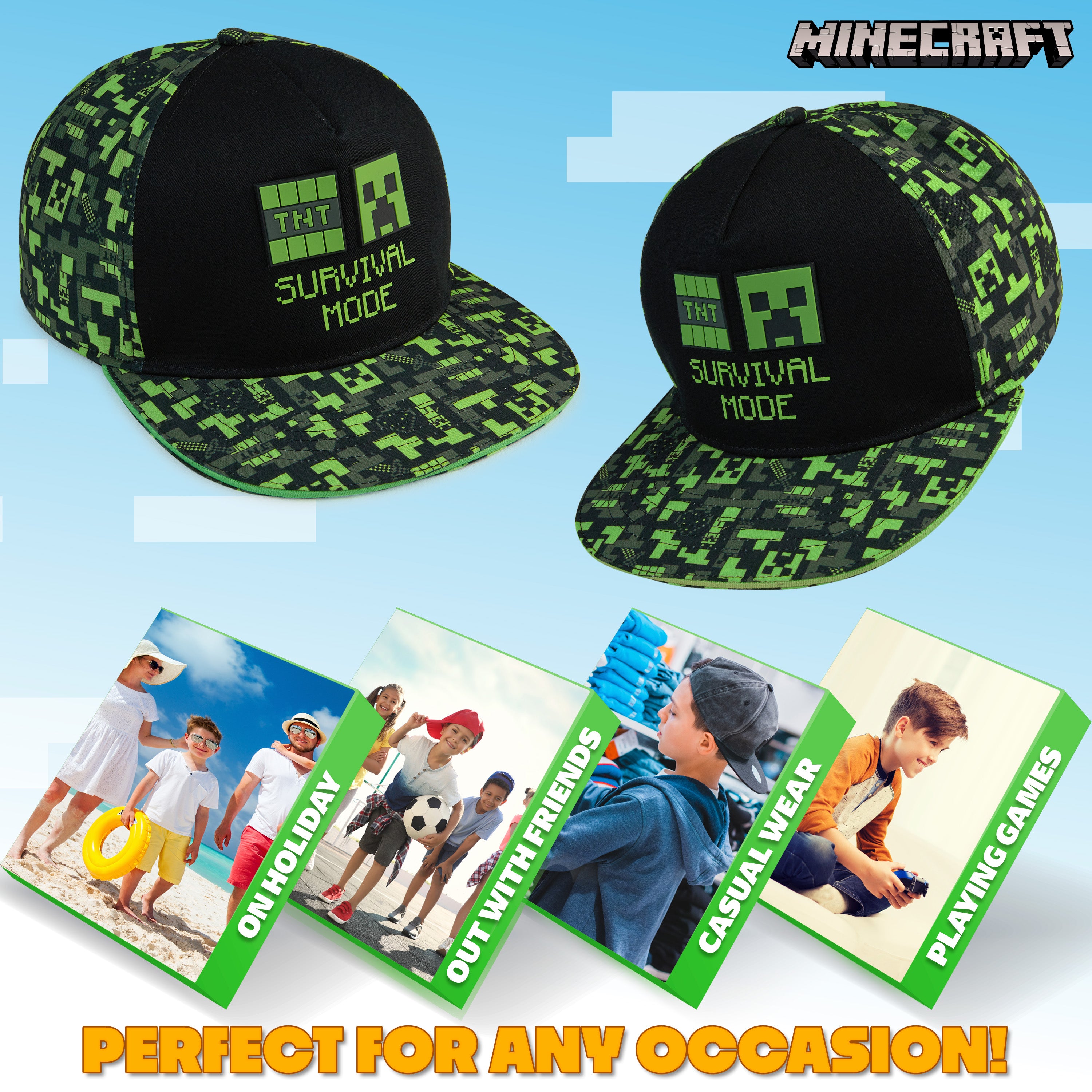 minecraft-creeper-casquette-baseball-enfant-r-glable-visiere-plate image 4