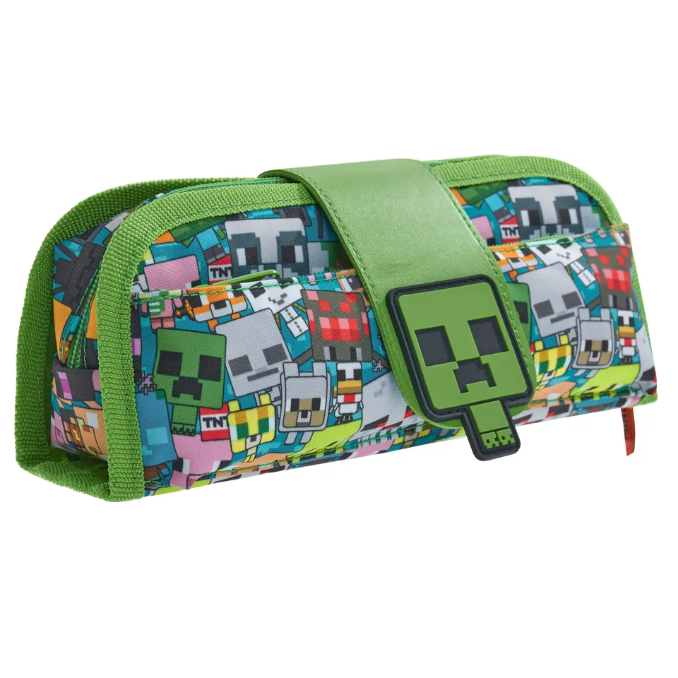 minecraft-trousse-cole-creeper-multi-compartiments-pochette-zip image 1