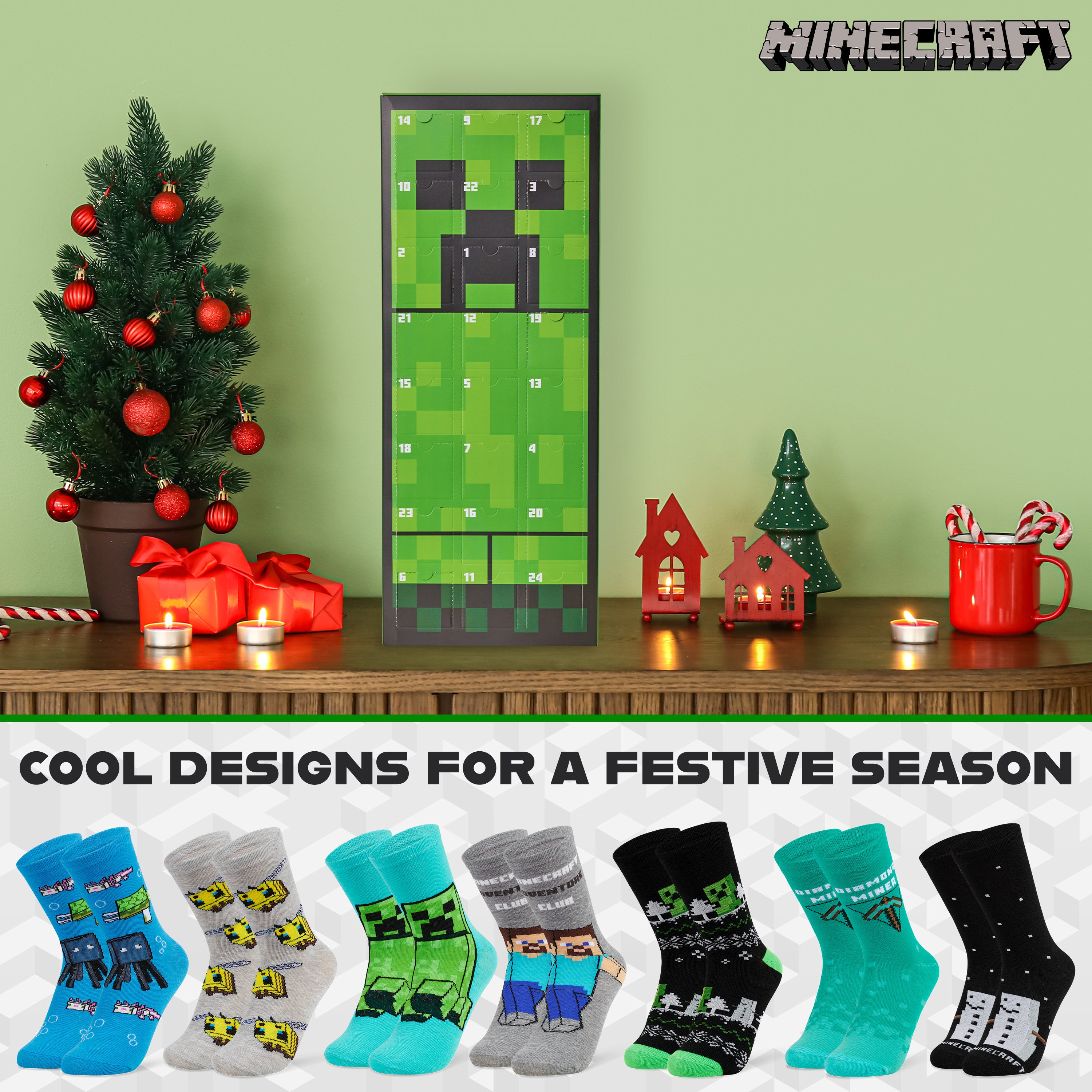 minecraft-calendrier-de-l-avent-chaussettes-2025-24-paires-gamer image 4