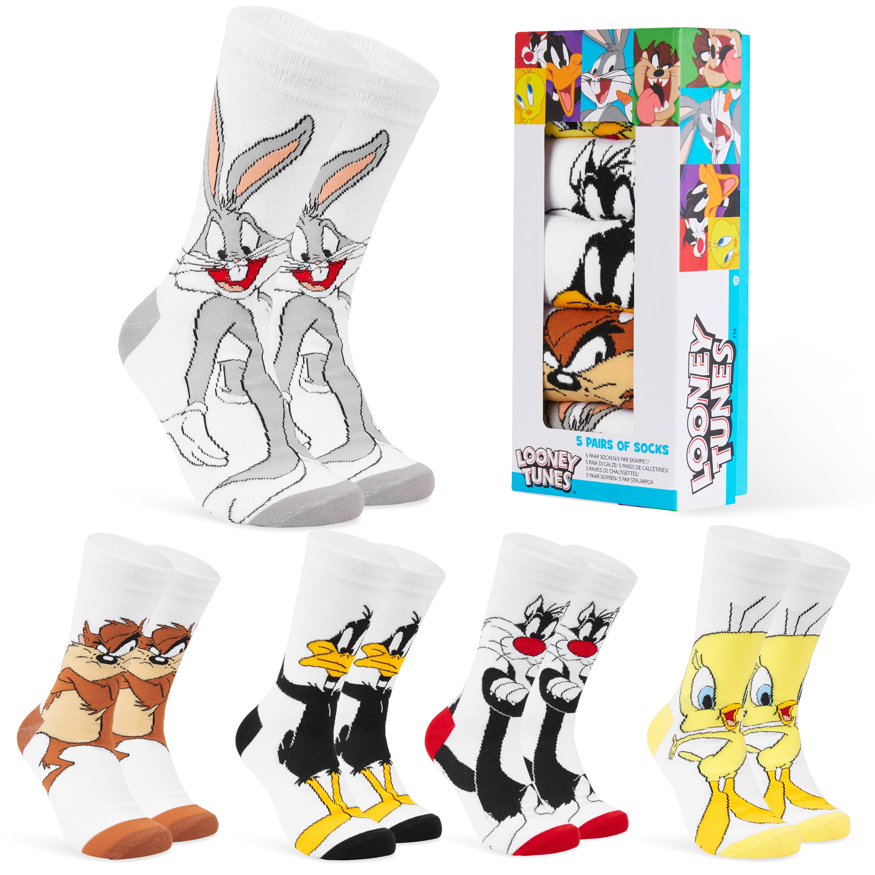 looney-tunes-chaussettes-homme-lot-5-coton-mi-mollet image 1