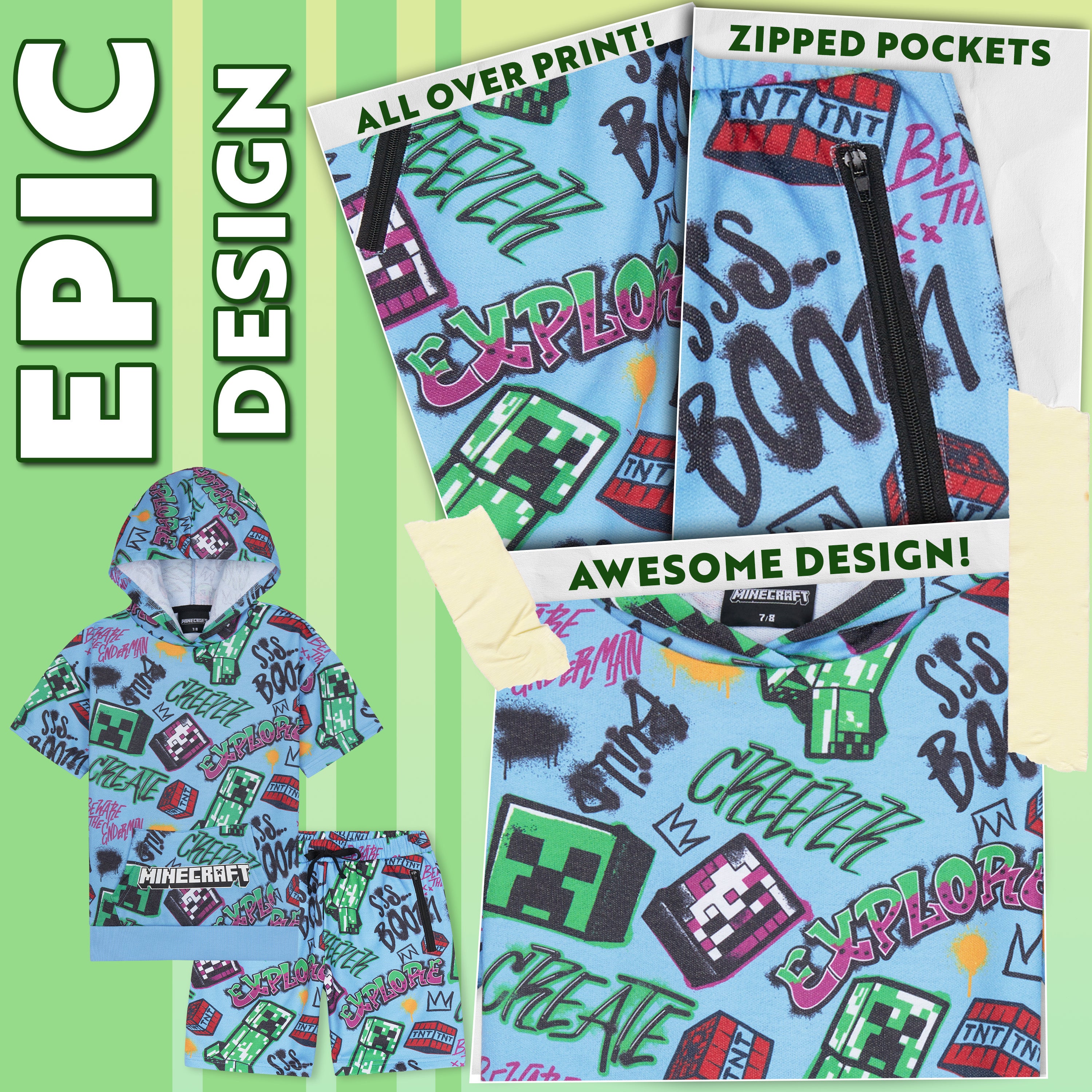 minecraft-ensemble-hoodie-short-gar-on-2-pi-ces-creeper image 4
