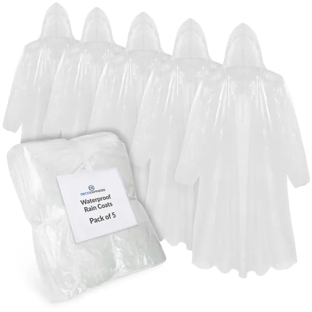 citycomfort-poncho-pluie-adulte-transparent-lot-5-jetable image 1