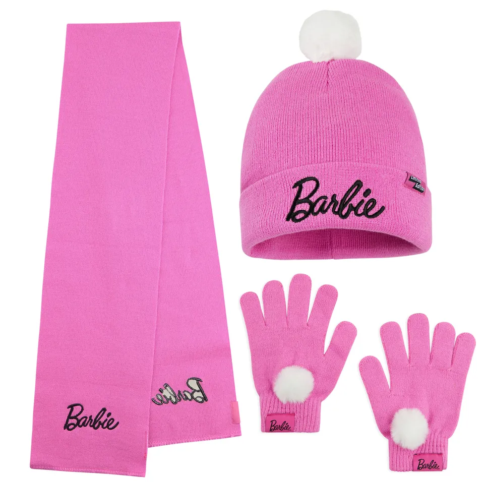 barbie-ensemble-bonnet-charpe-gants-fille-3-pi-ces-rose image 1