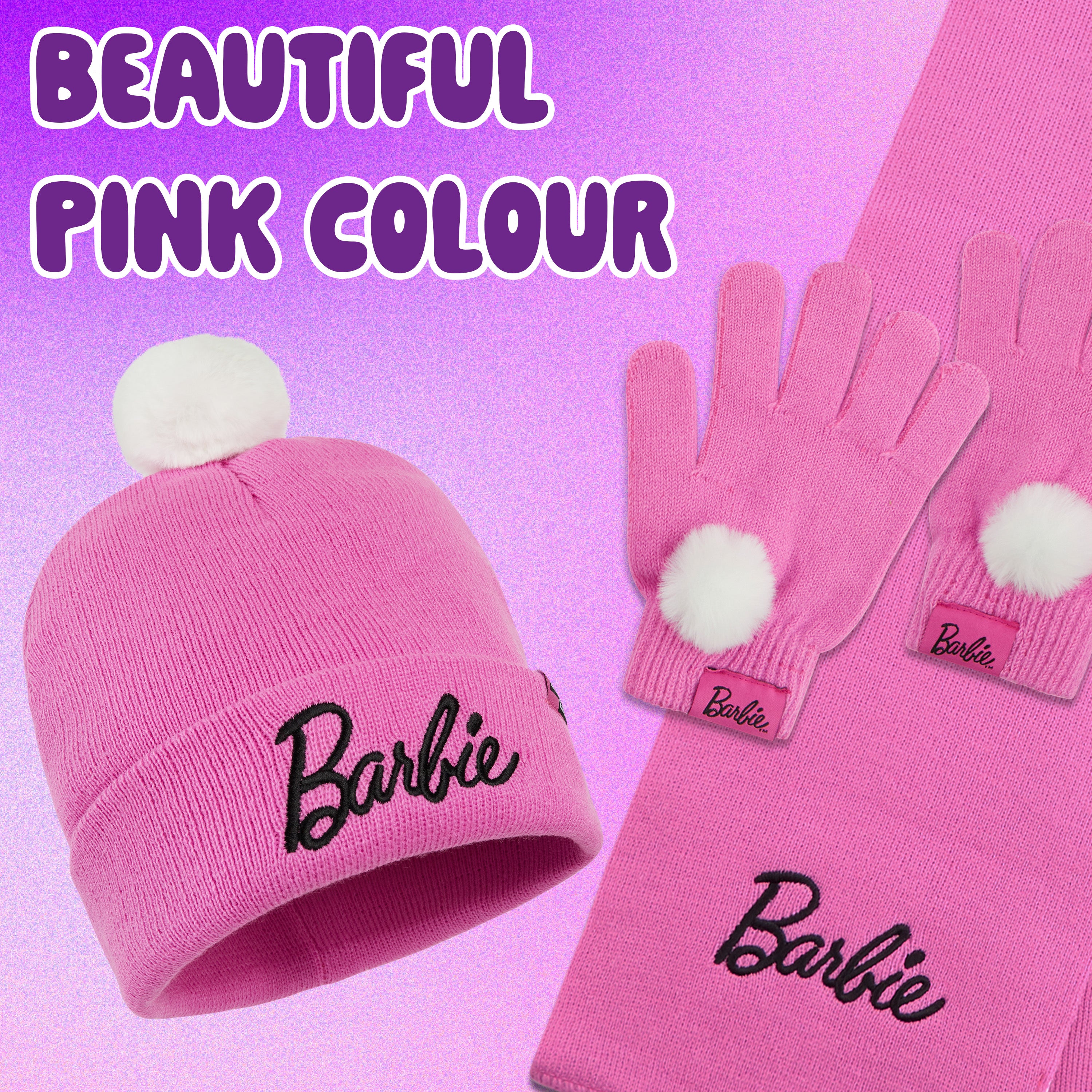 barbie-ensemble-bonnet-charpe-gants-fille-3-pi-ces-rose image 6