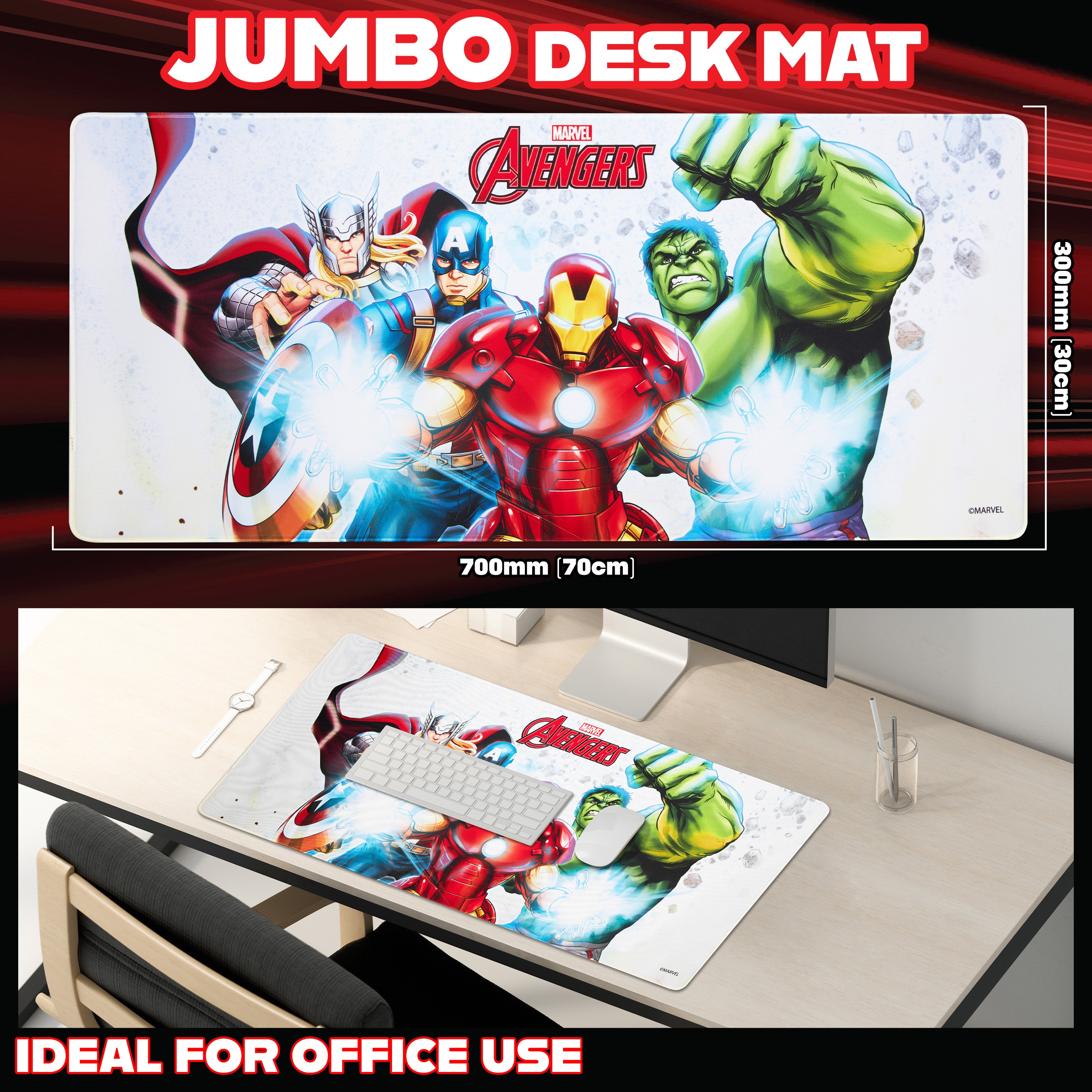 marvel-avengers-tapis-de-bureau-blanc-79-5x35-5-cm-antid-rapant image 3