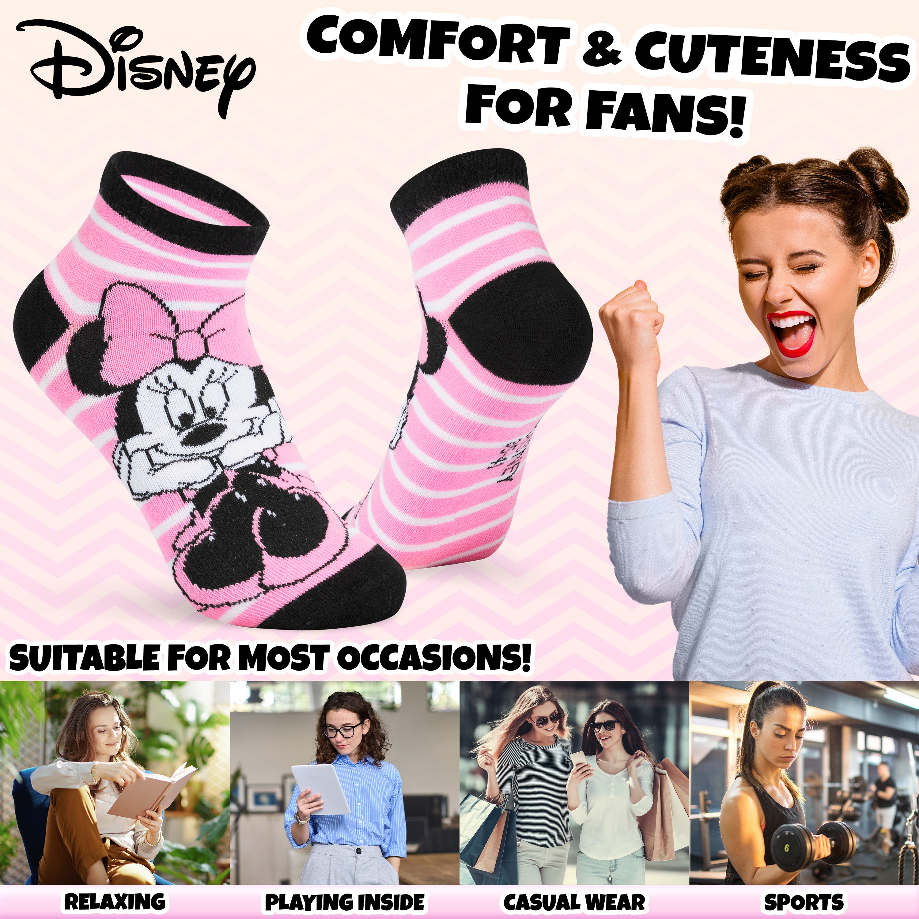 disney-chaussettes-basses-coton-lot-de-5-femme-motifs image 4