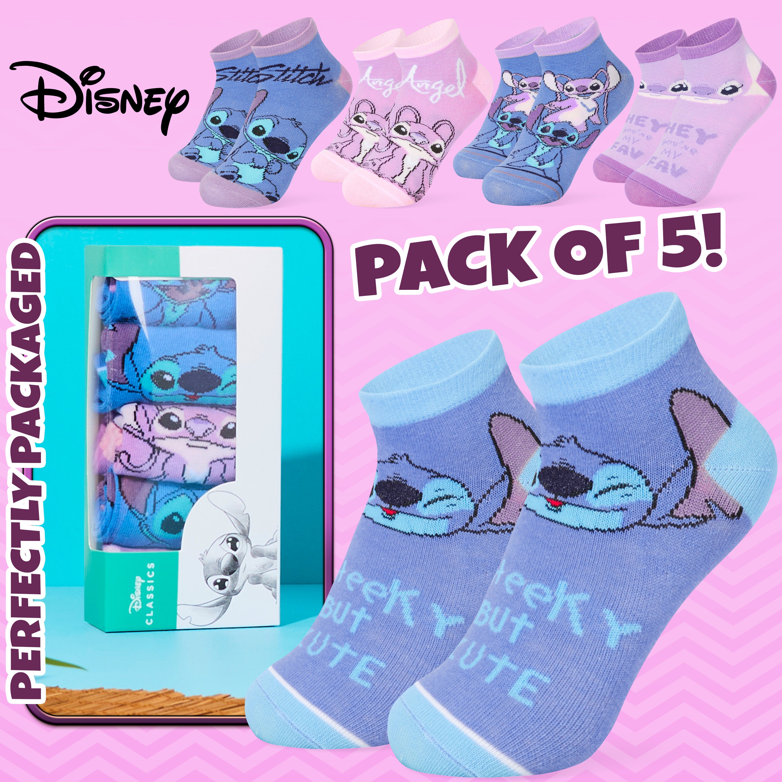disney-socquettes-cheville-fille-lot-de-5-coton-stitch image 6