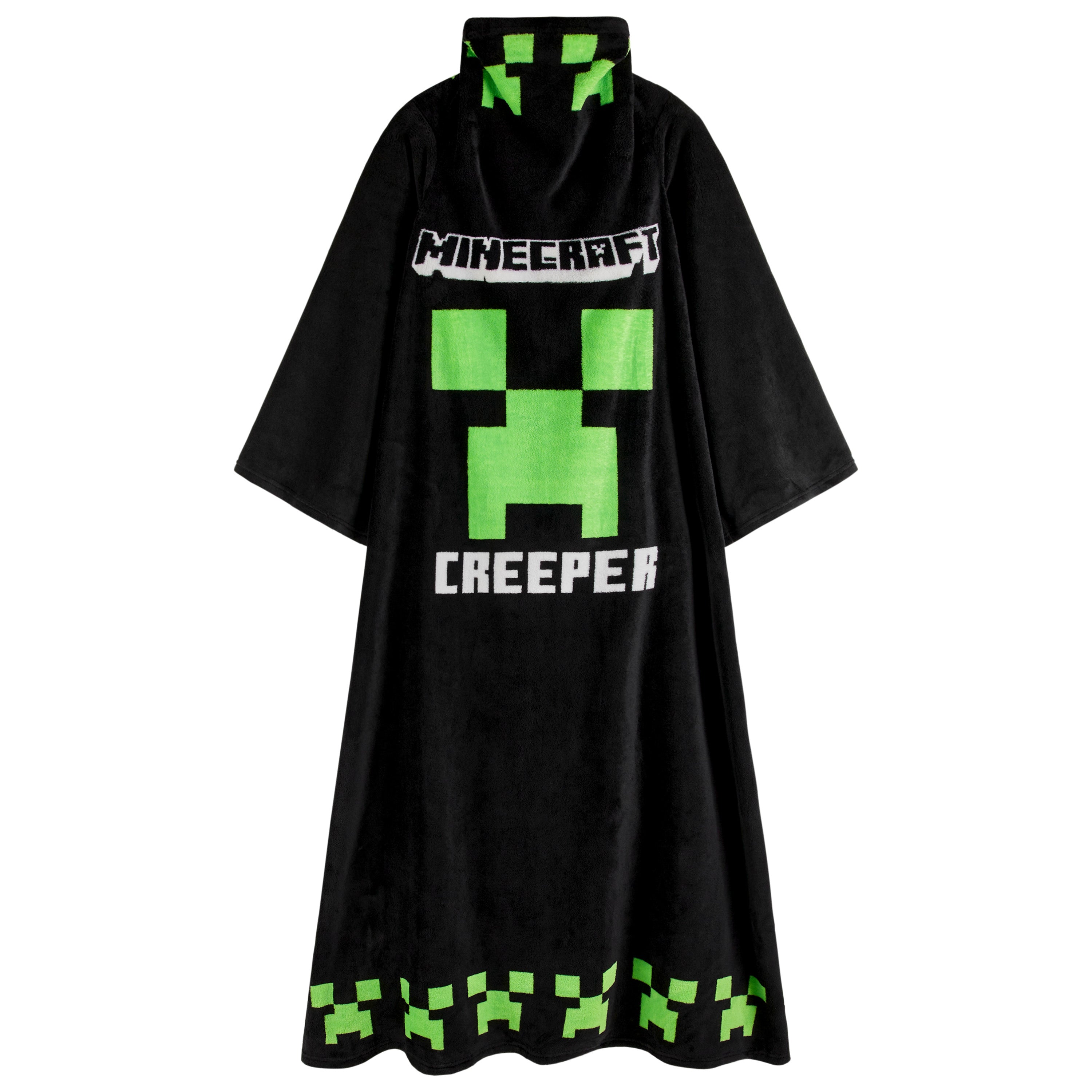 minecraft-sweat-plaid-capuche-enfant-noir-polaire image 1