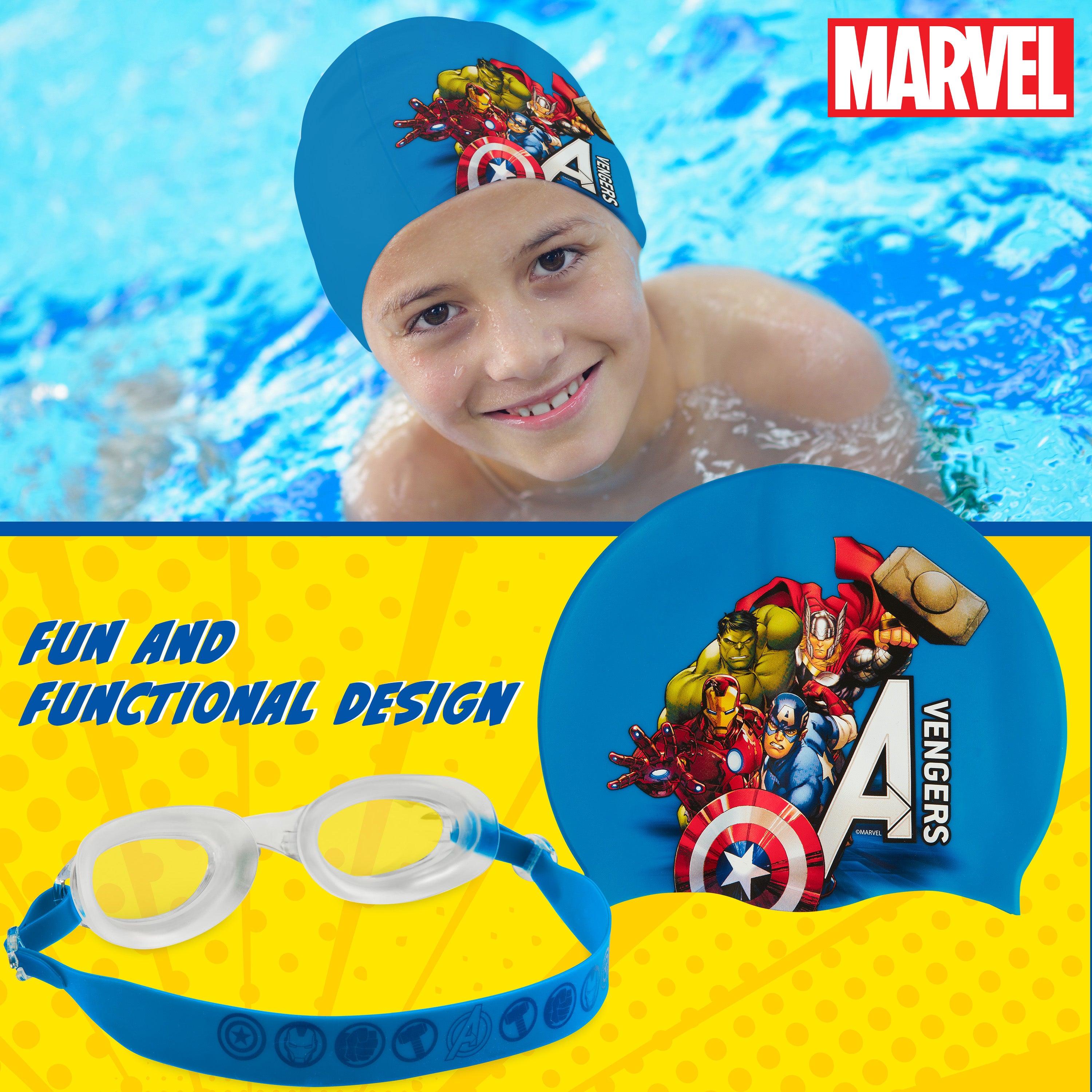 marvel-avengers-lunettes-de-piscine-enfant-bonnet-bleu-6-14-ans image 6