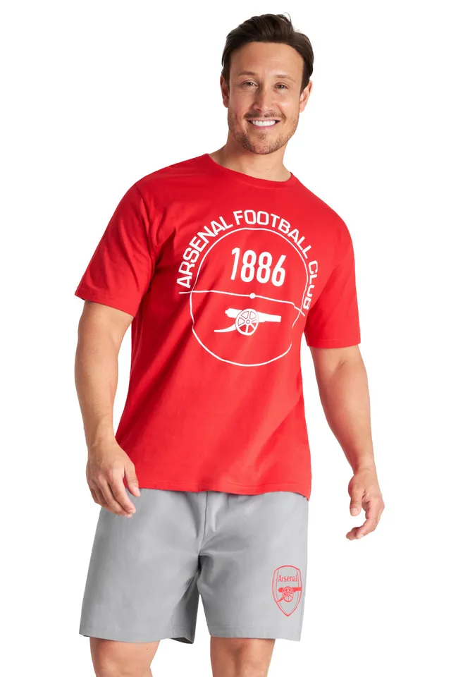 arsenal-ensemble-pyjama-court-homme-coton-rouge-gris image 1