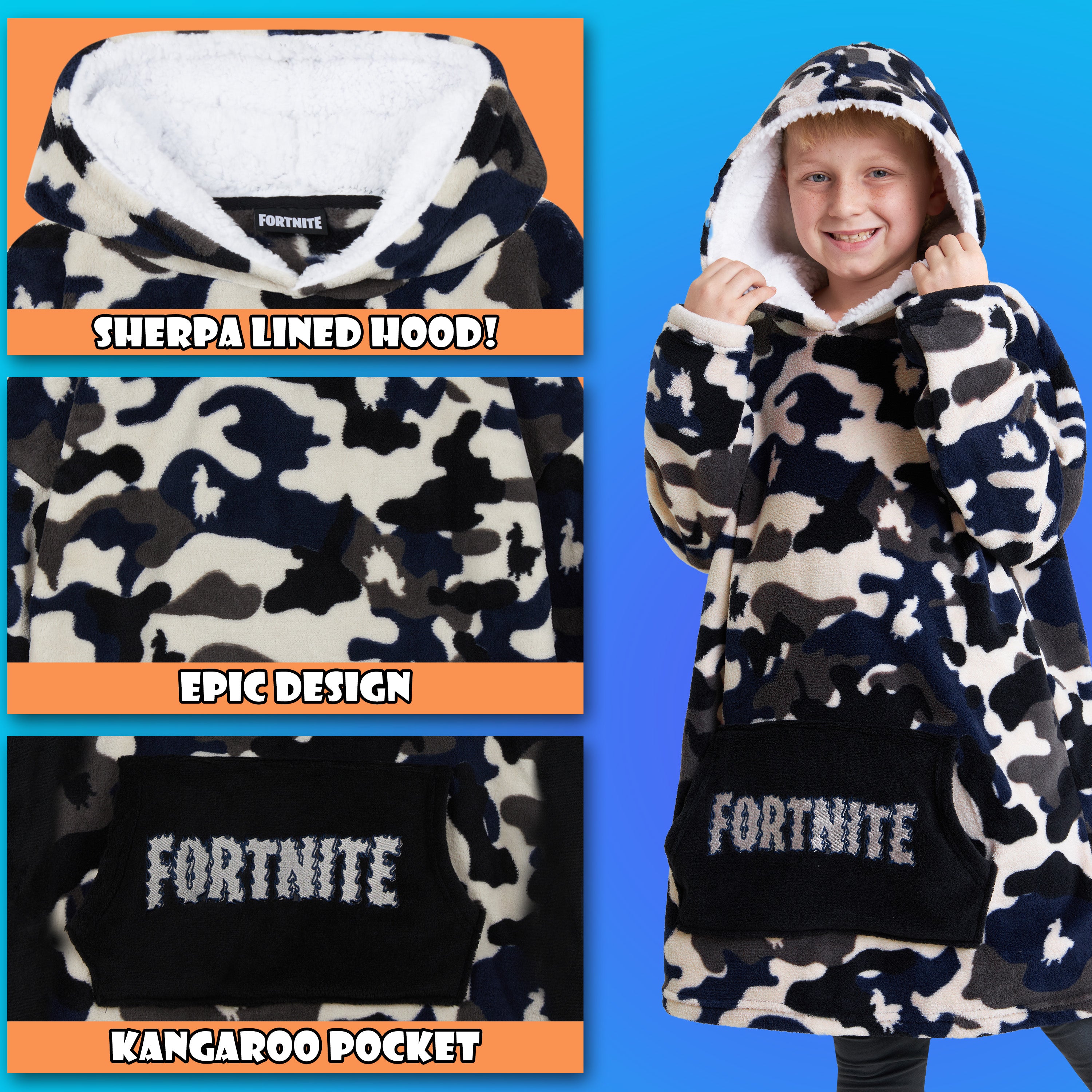fortnite-hoodie-plaid-enfant-oversize-polaire-capuche image 4