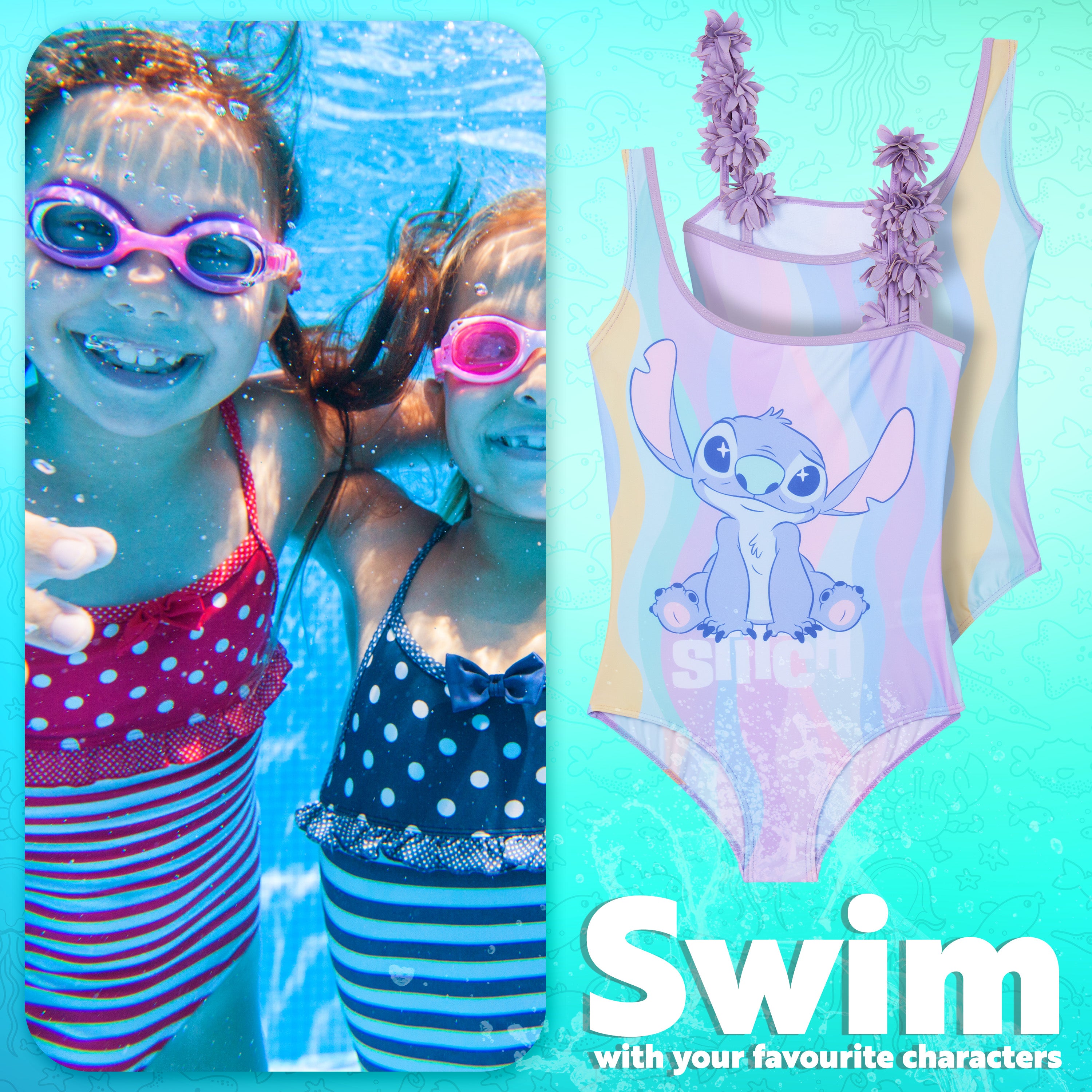 stitch-maillot-bain-fille-1-pi-ce-stretch-9-10-ans-piscine image 3