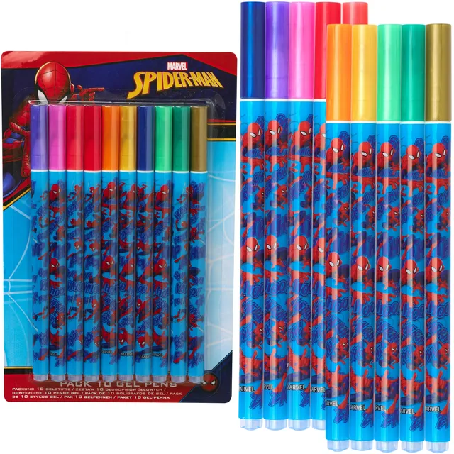 marvel-spider-man-lot-10-stylos-gel-paillet-s-enfant image 1