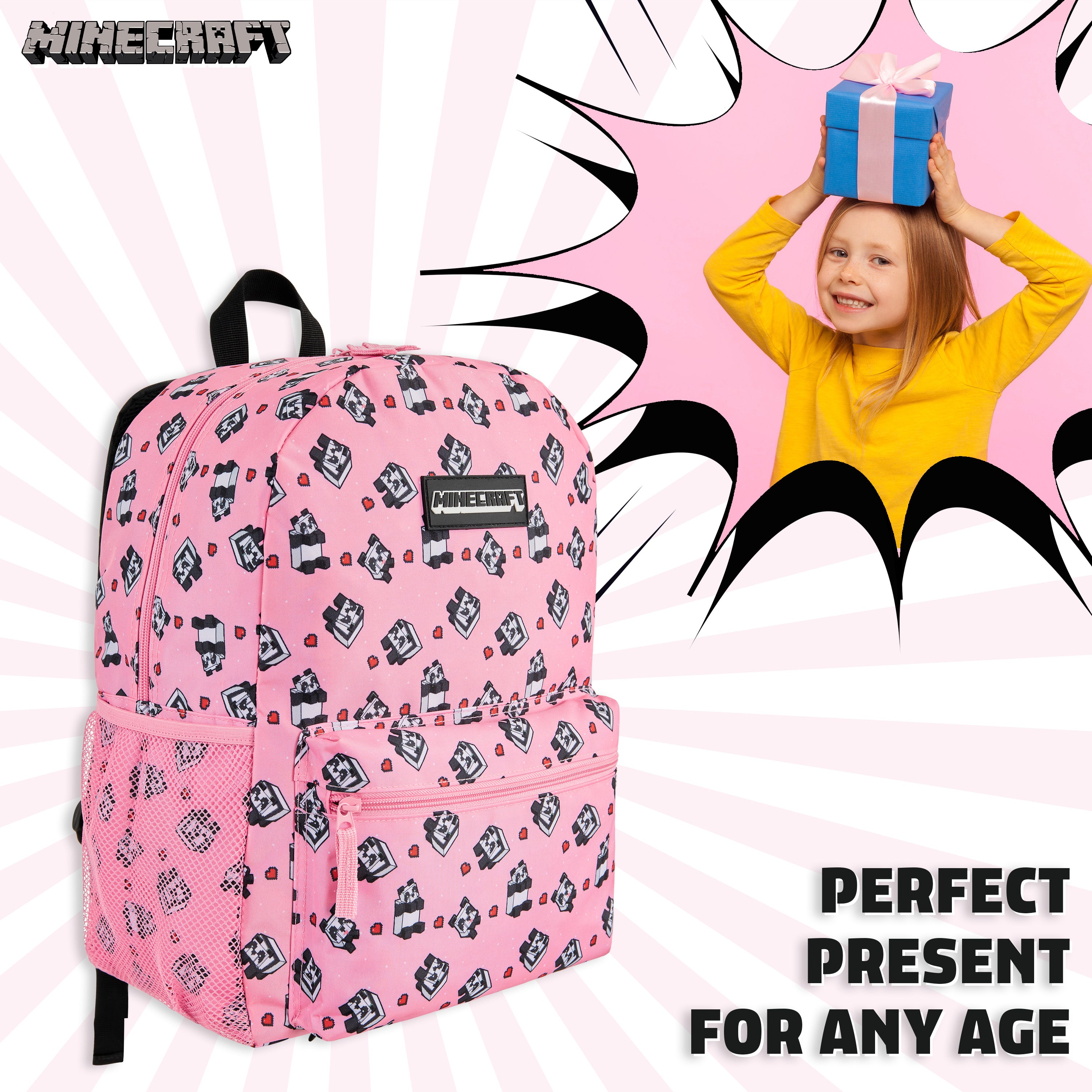 minecraft-sac-dos-cole-rose-enfant image 4