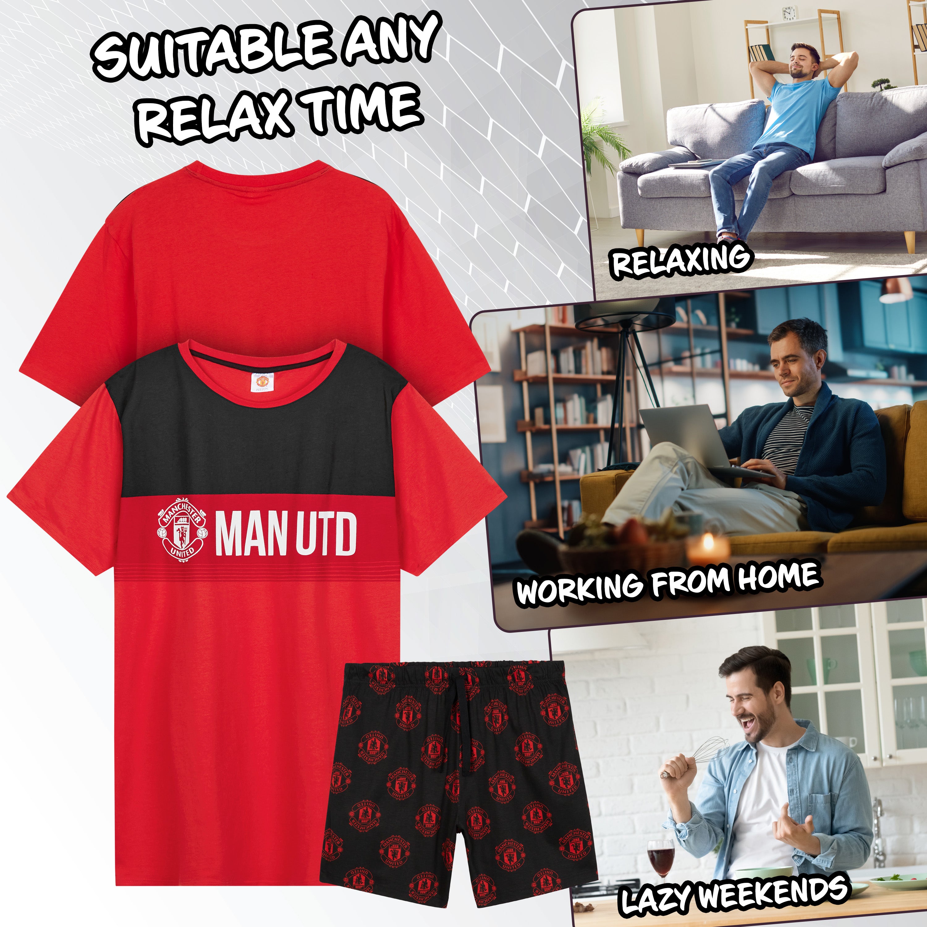 manchester-united-pyjama-homme-court-coton-taille-s-3xl image 4