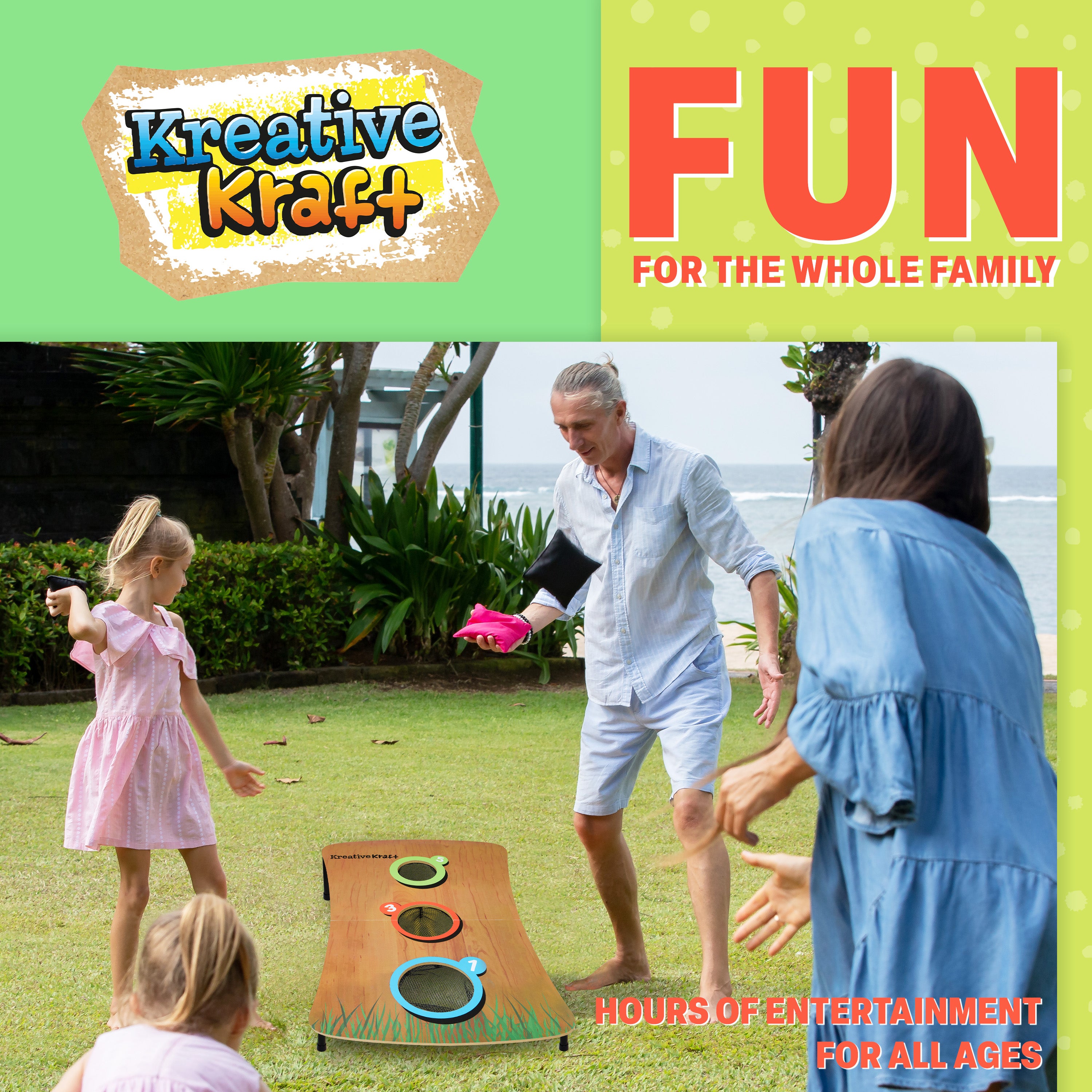 kreativekraft-bean-bag-toss-jeu-de-cornhole-bois-9-sacs image 3