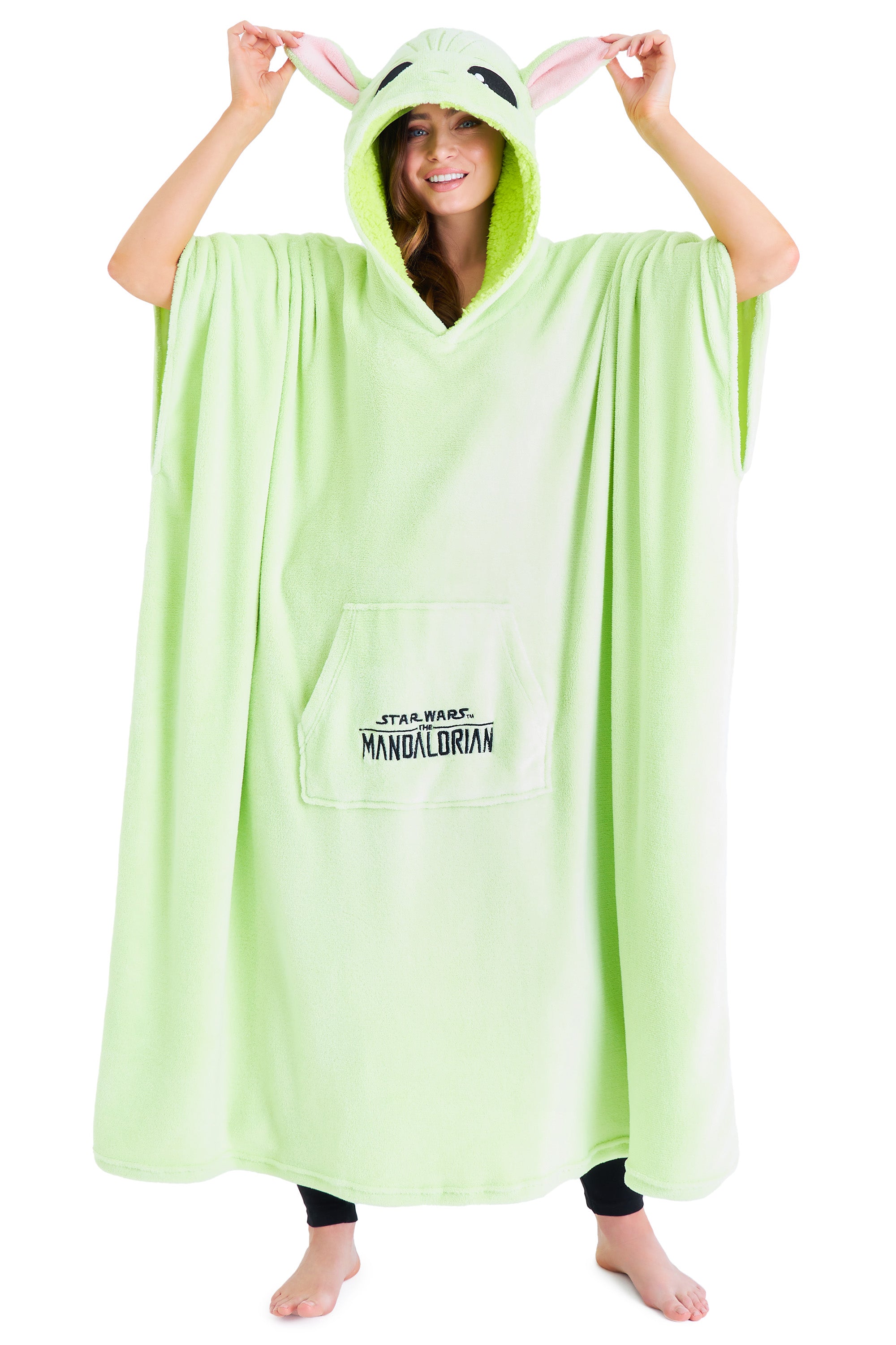 disney-mandalorian-plaid-sweat-adulte-grogu-vert-capuche-sherpa image 1
