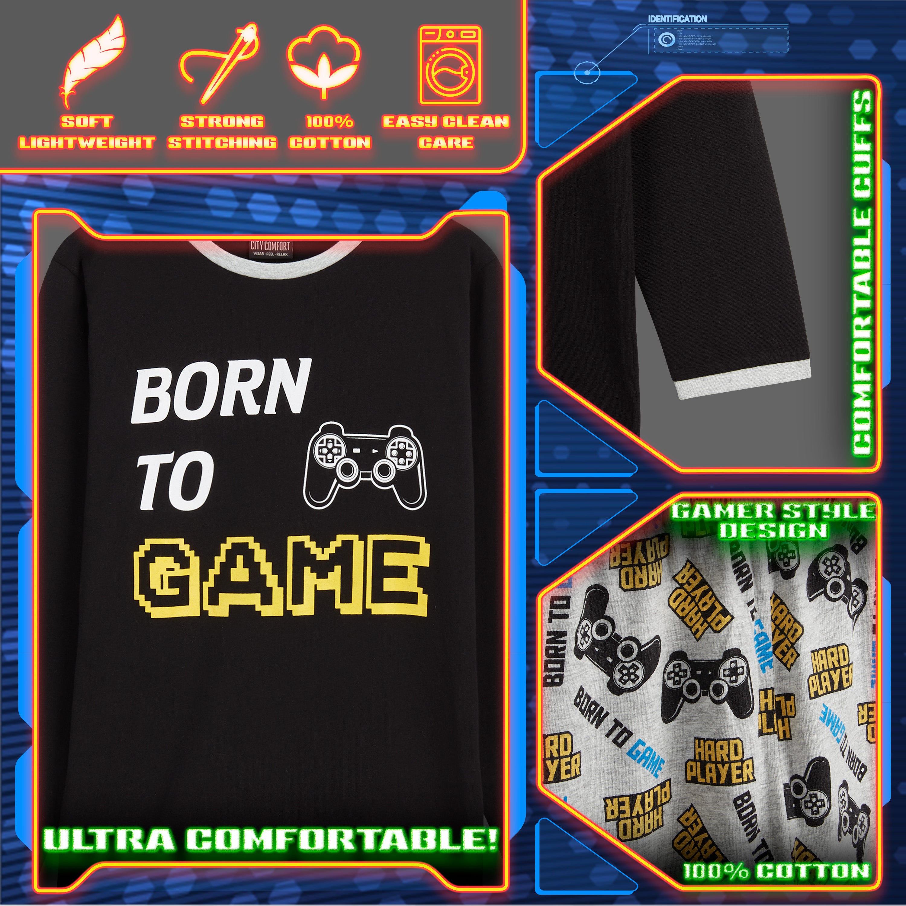 pyjama-gamer-gar-on-citycomfort-coton-manches-longues image 3
