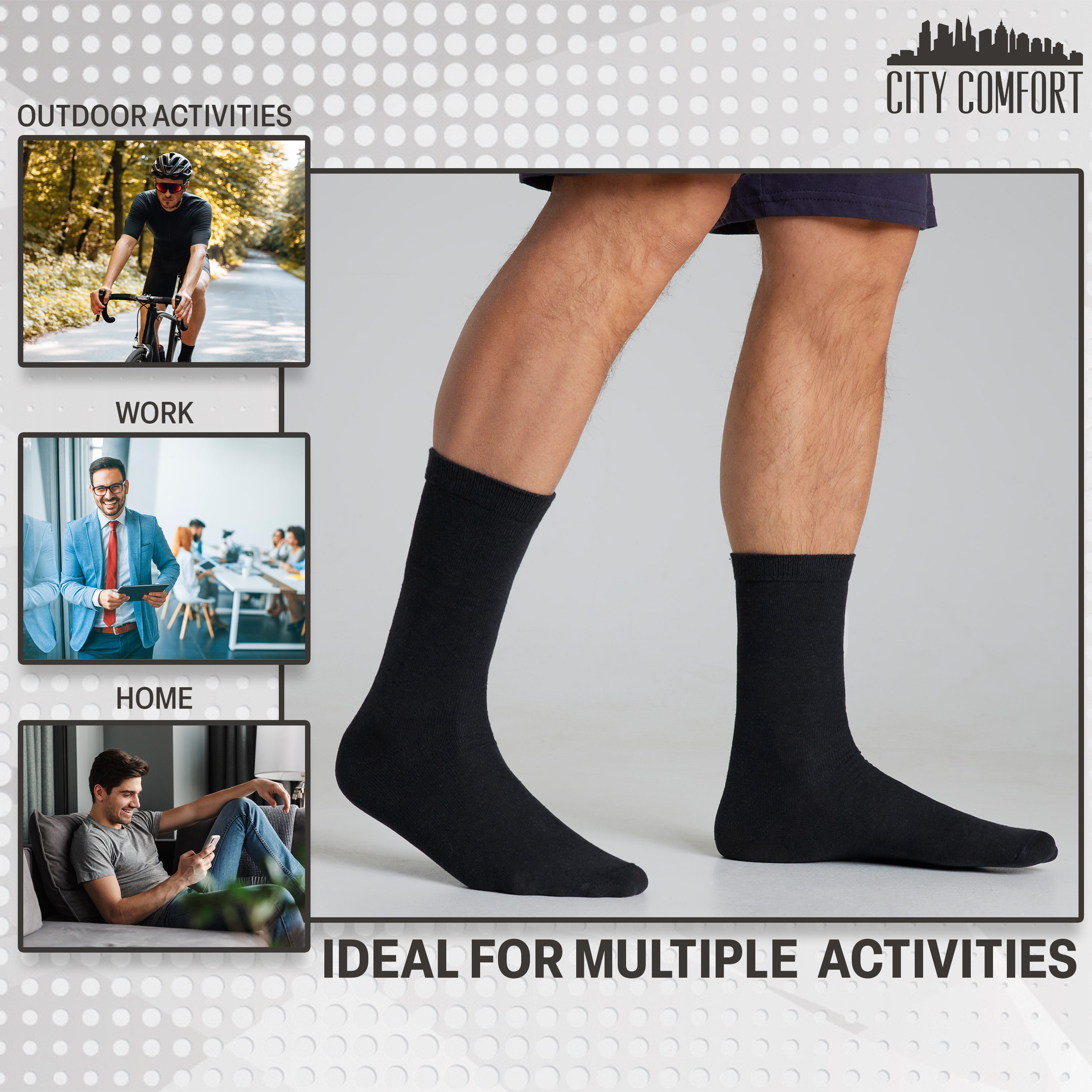 citycomfort-chaussettes-homme-lot-12-coton-mi-mollet image 3