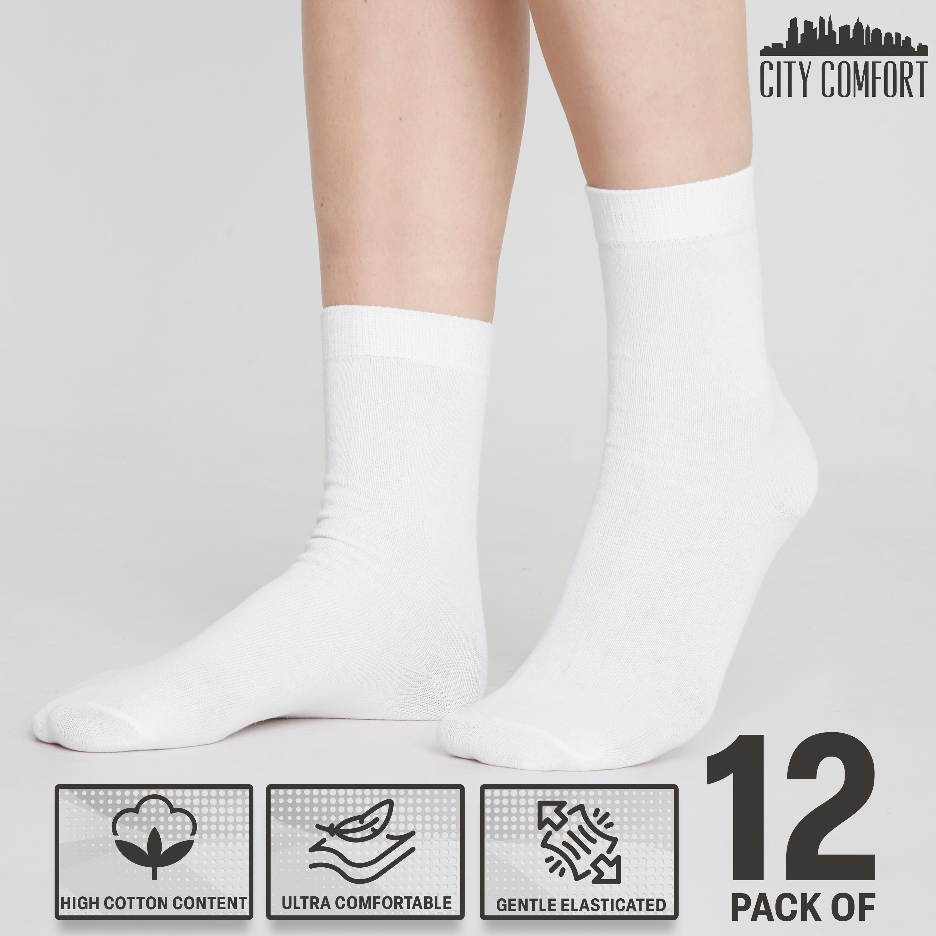 citycomfort-chaussettes-femme-coton-mi-mollet-lot-12 image 6