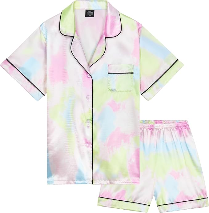 citycomfort-pyjama-satin-fille-11-12-ans-rose-tie-dye-boutons image 2