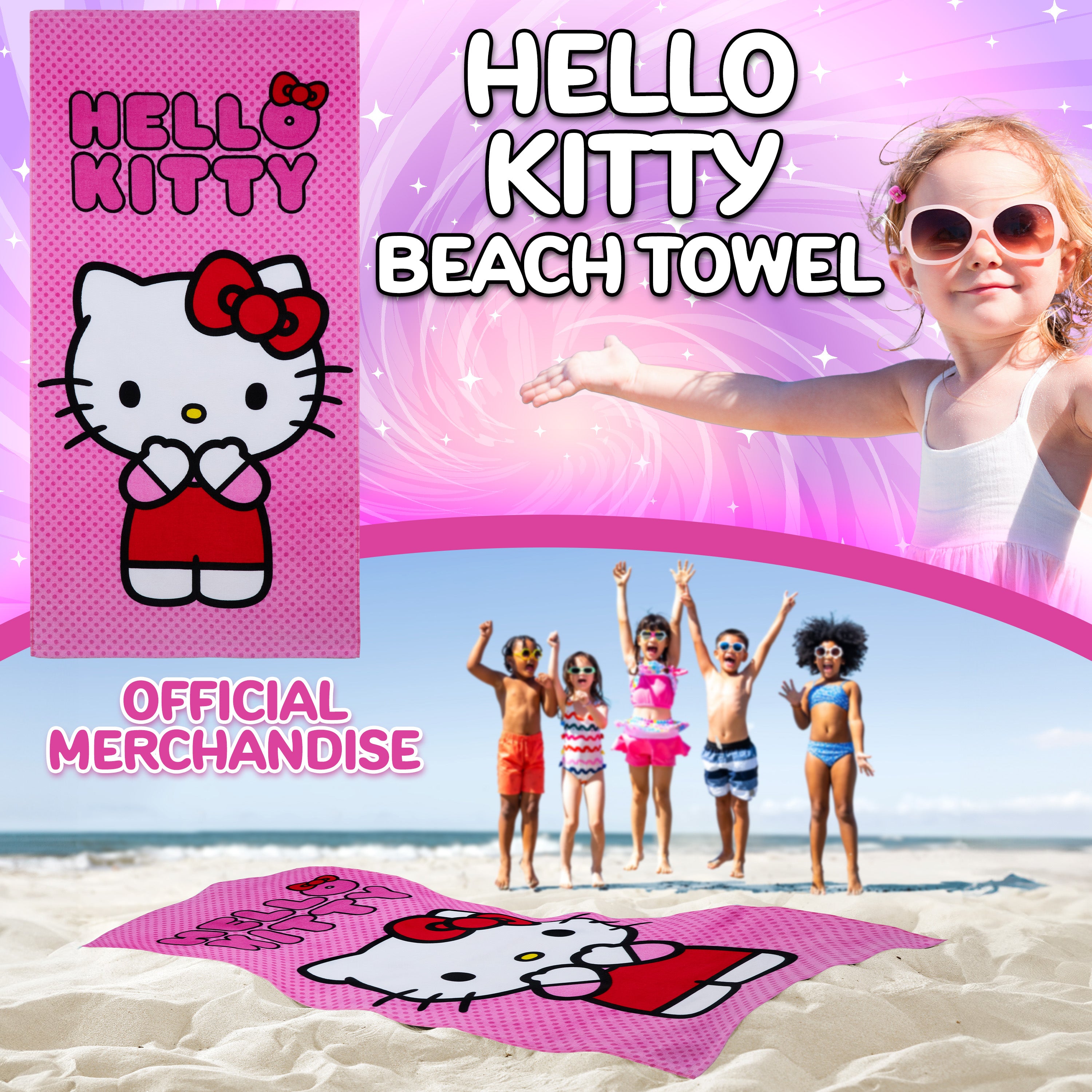 hello-kitty-serviette-plage-rose-70x140cm-absorbante image 2