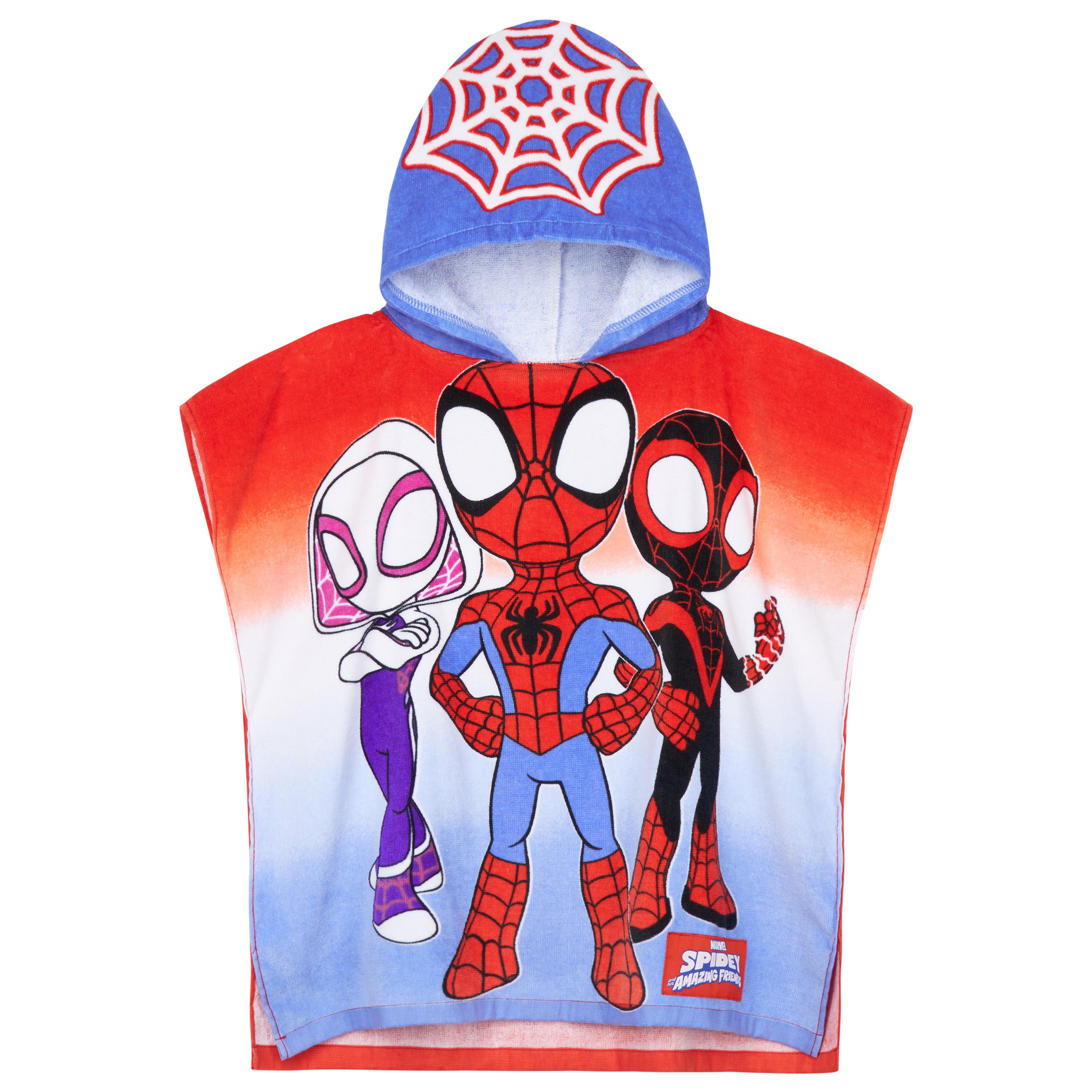 marvel-spidey-serviette-poncho-capuche-enfant-bleu-rouge image 1