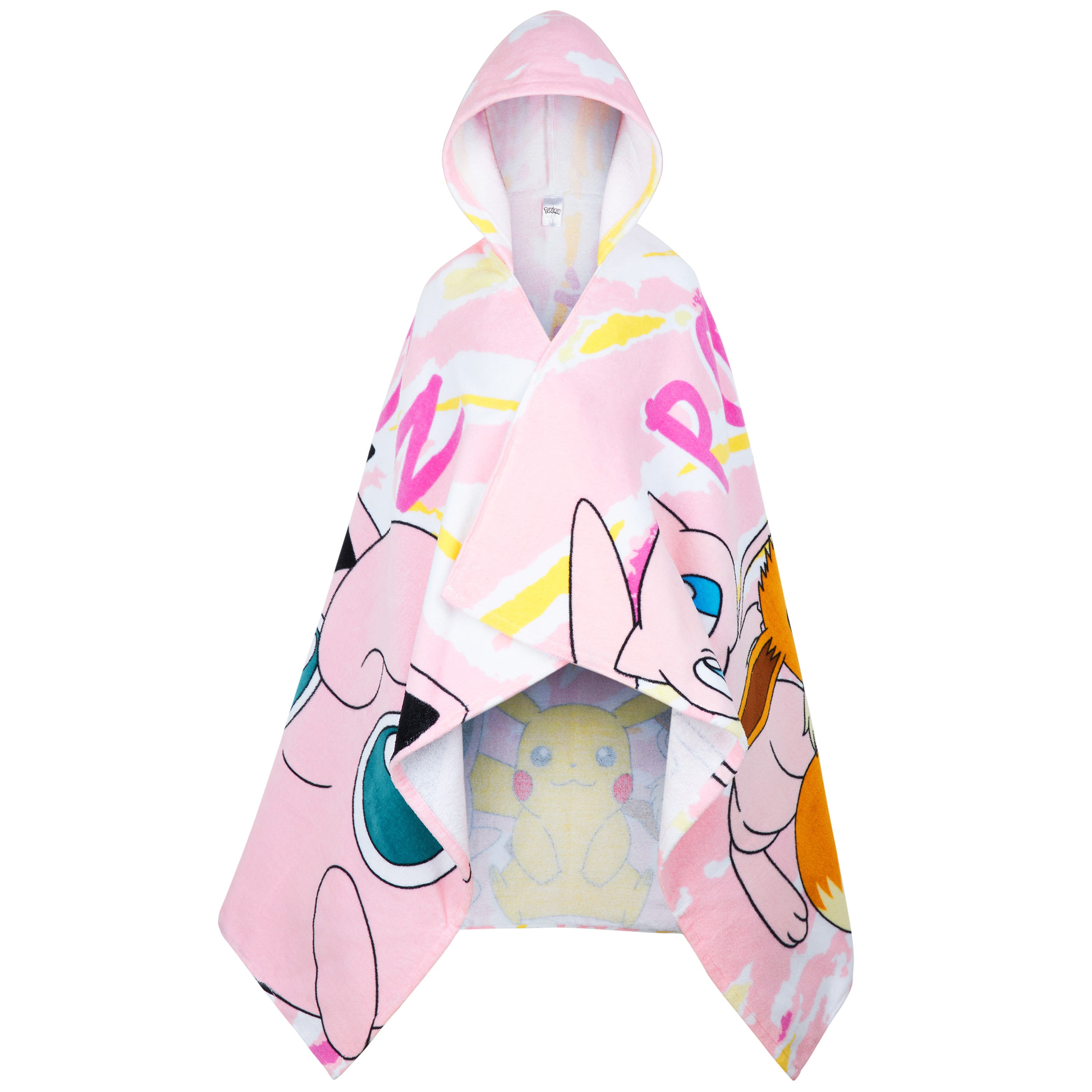 pok-mon-poncho-serviette-capuche-rose-enfant-6-14-ans-absorbant image 1