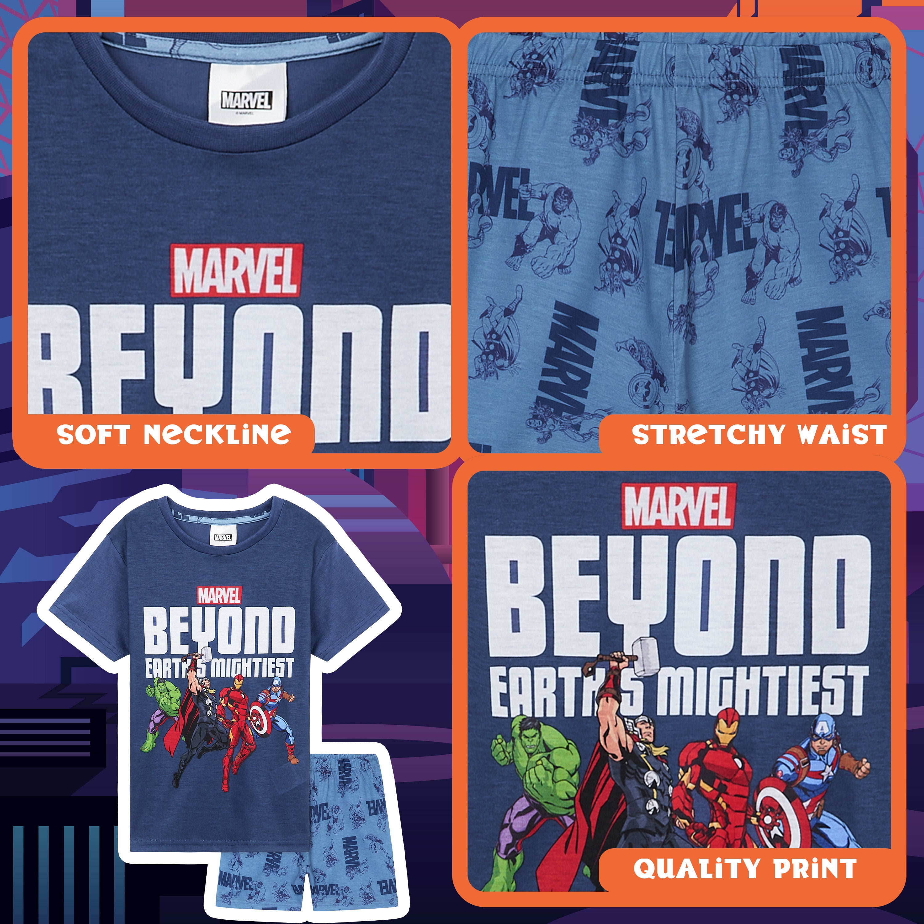 marvel-boys-pyjama-gar-on-short-spiderman-avengers image 4