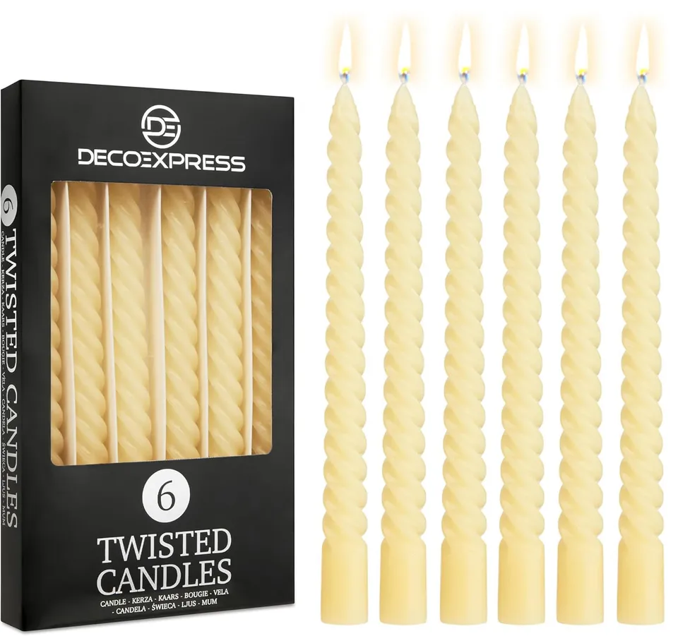 deco-express-bougies-torsad-es-ivoire-lot-de-6-non-parfum-es image 1