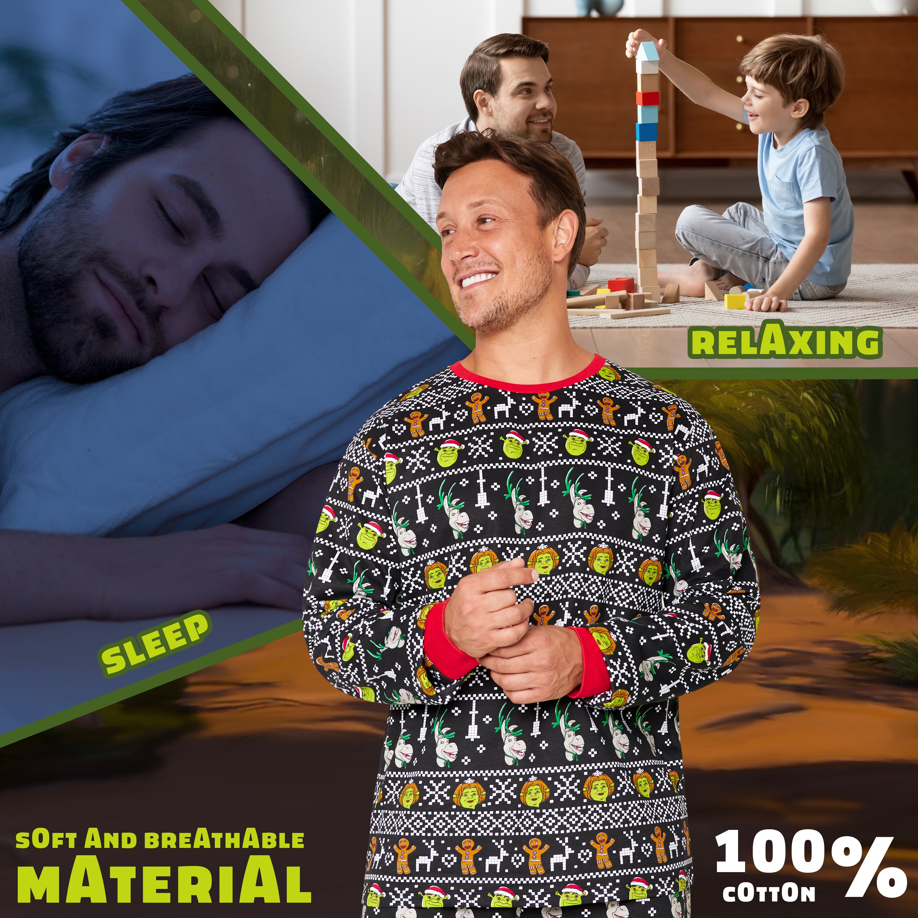 shrek-pyjama-no-l-famille-homme-coton-manches-longues image 5