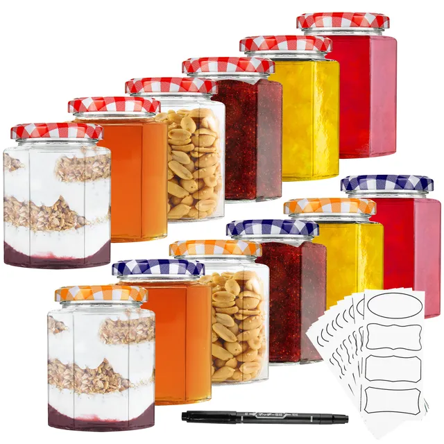 deco-express-lot-12-bocaux-verre-250-ml-herm-tiques-rouges image 1