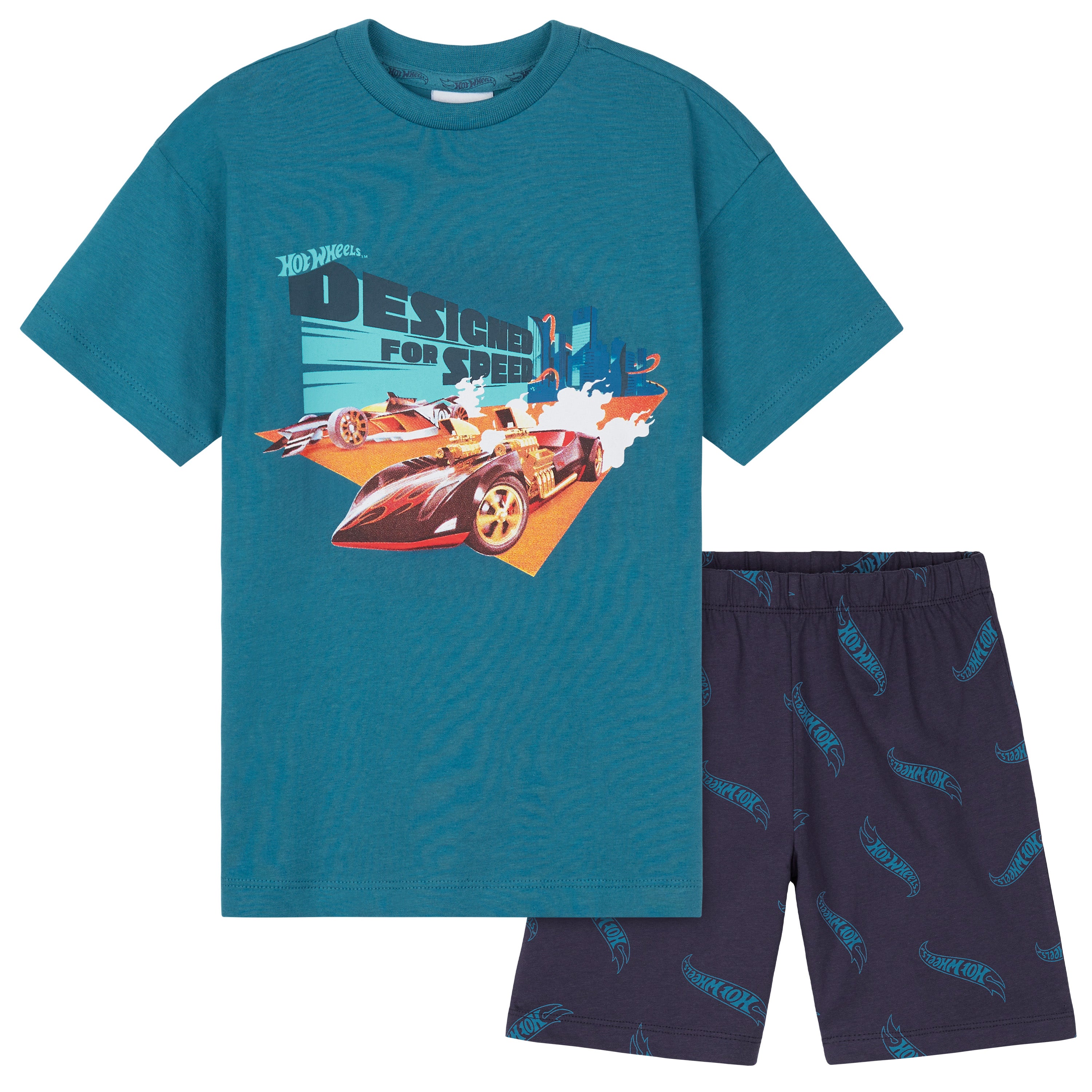 hot-wheels-pyjama-court-coton-bleu-gar-on-7-8-ans-2-pi-ces image 1