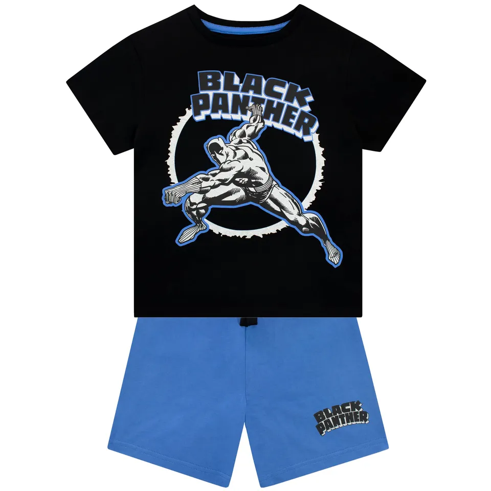 marvel-black-panther-ensemble-t-shirt-short-gar-on-9-10-ans-noir image 1