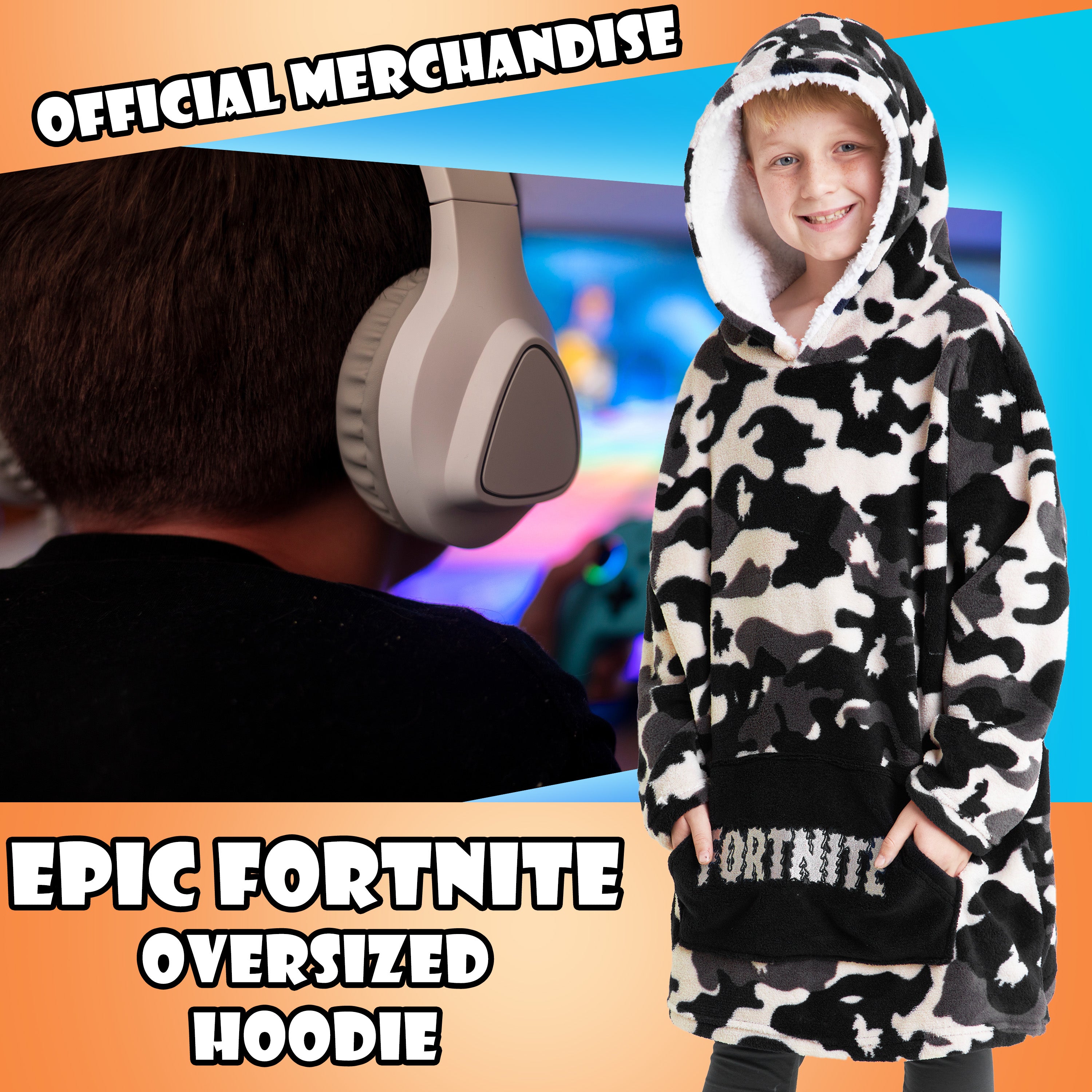 fortnite-hoodie-plaid-enfant-oversize-polaire-capuche image 2