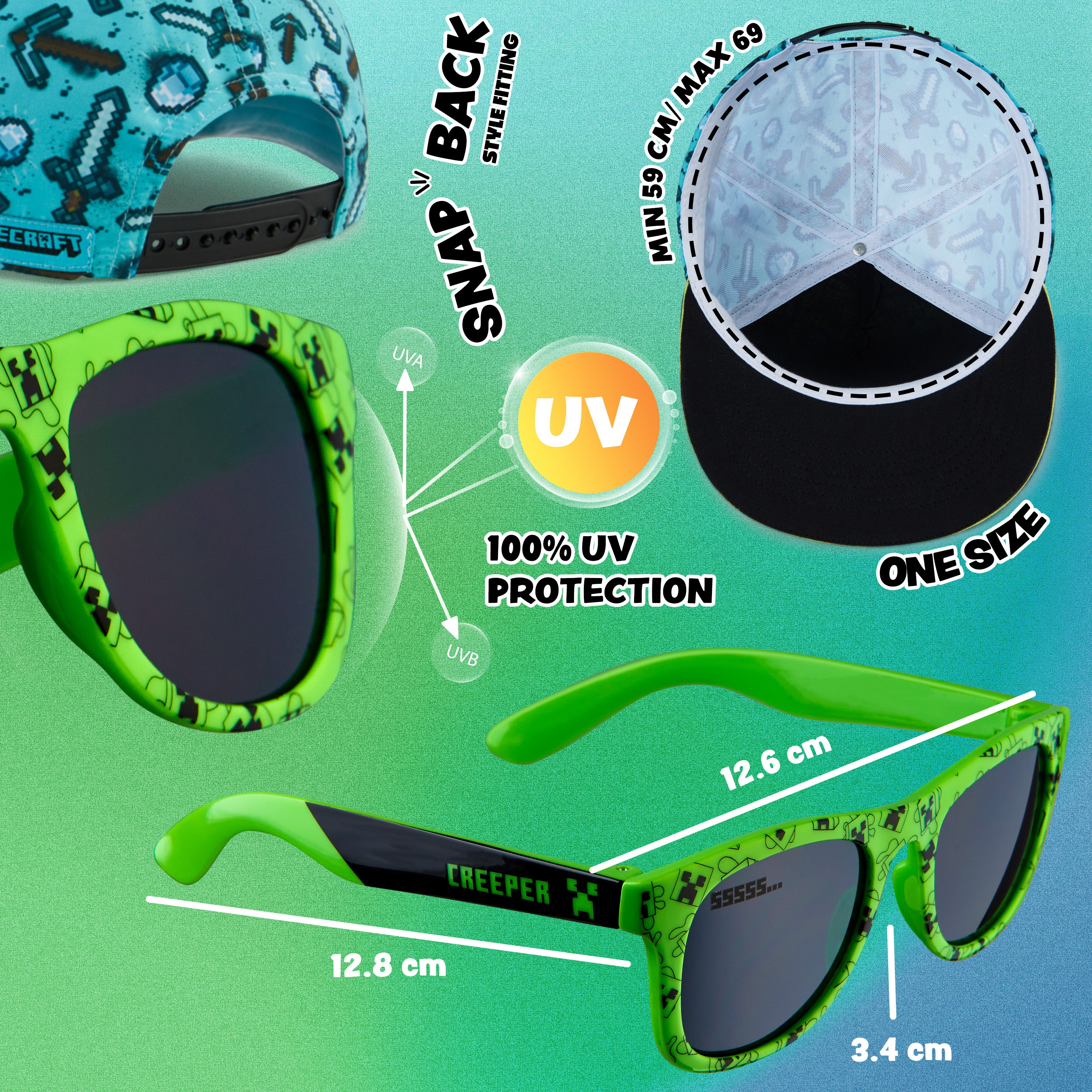 minecraft-set-casquette-r-glable-lunettes-uv-enfant image 6