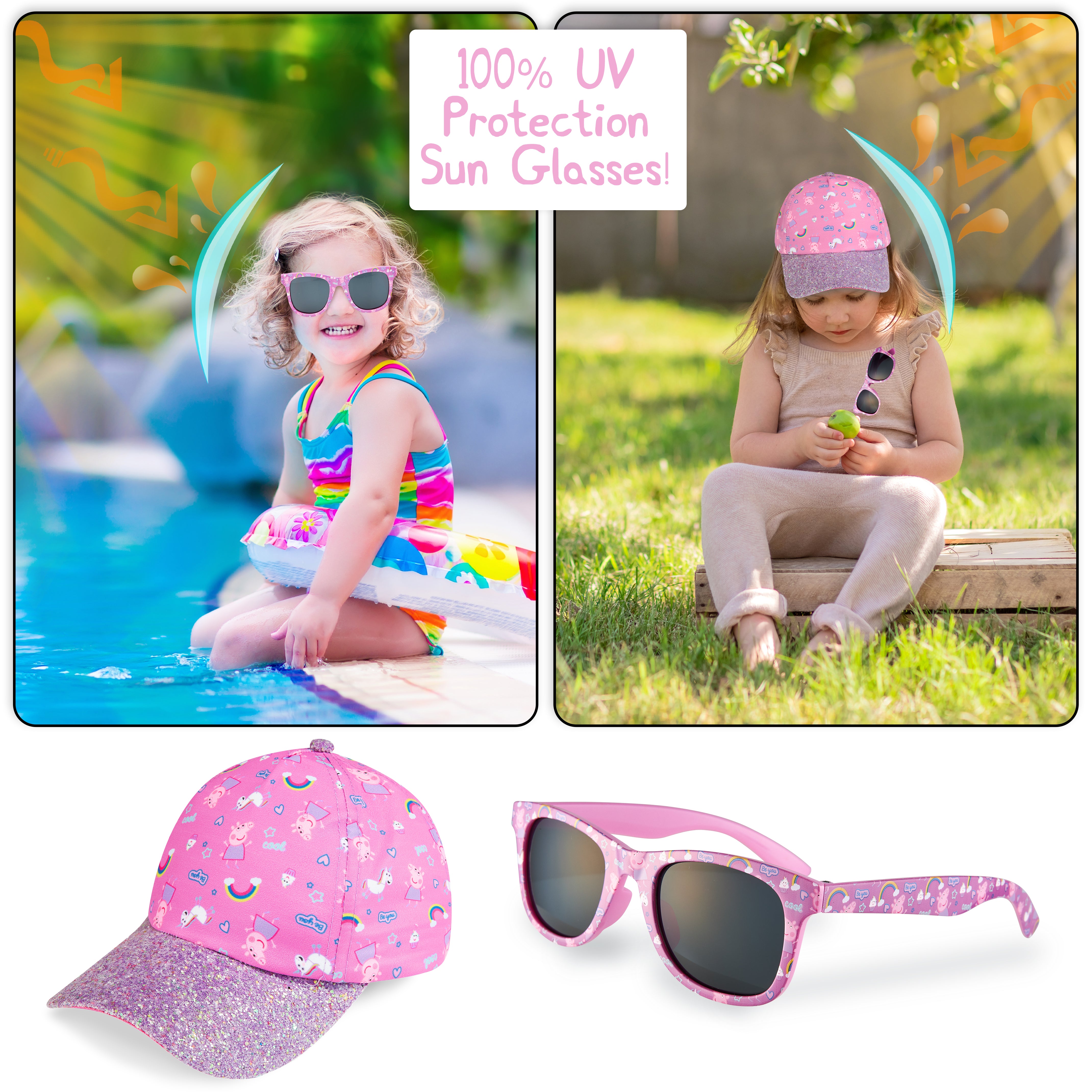 peppa-pig-casquette-et-lunettes-fille-rose-licorne-2-pi-ces image 2