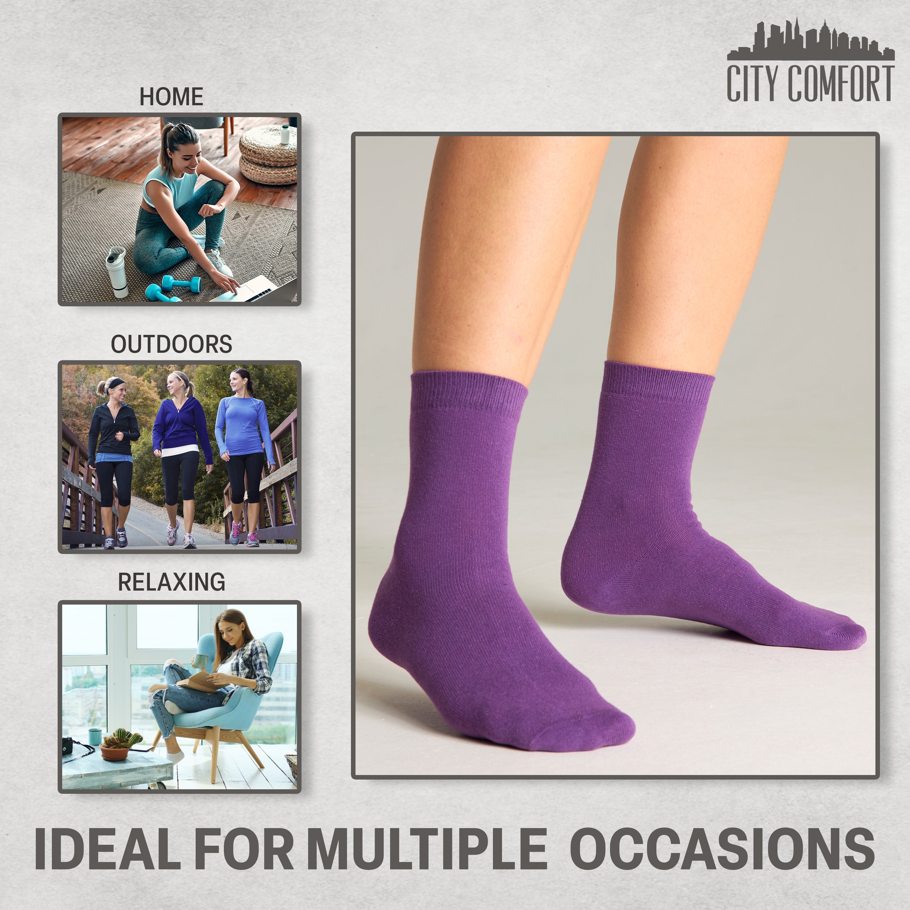 get-trend-citycomfort-chaussettes-femme-unies-lot-6-coton image 4