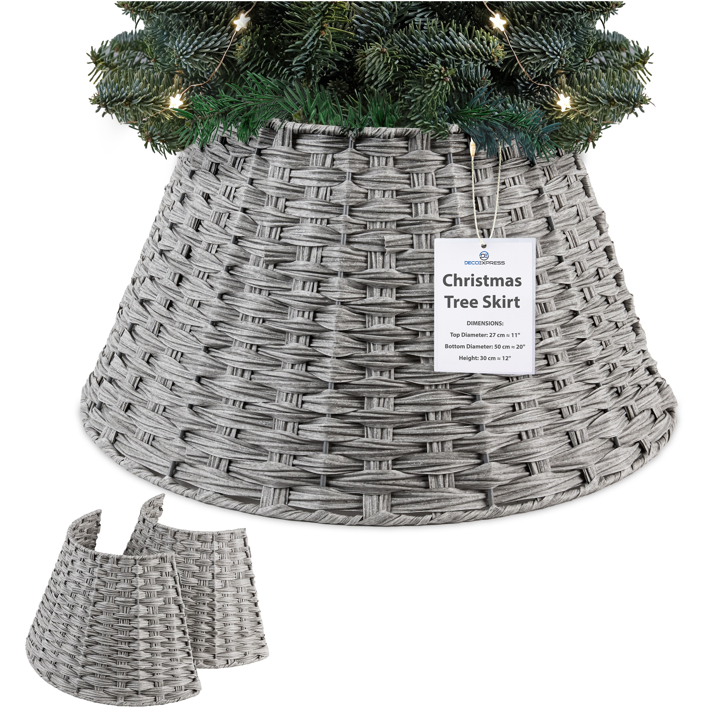 deco-express-jupe-de-sapin-gris-50-cm-cache-pied-tiss image 1
