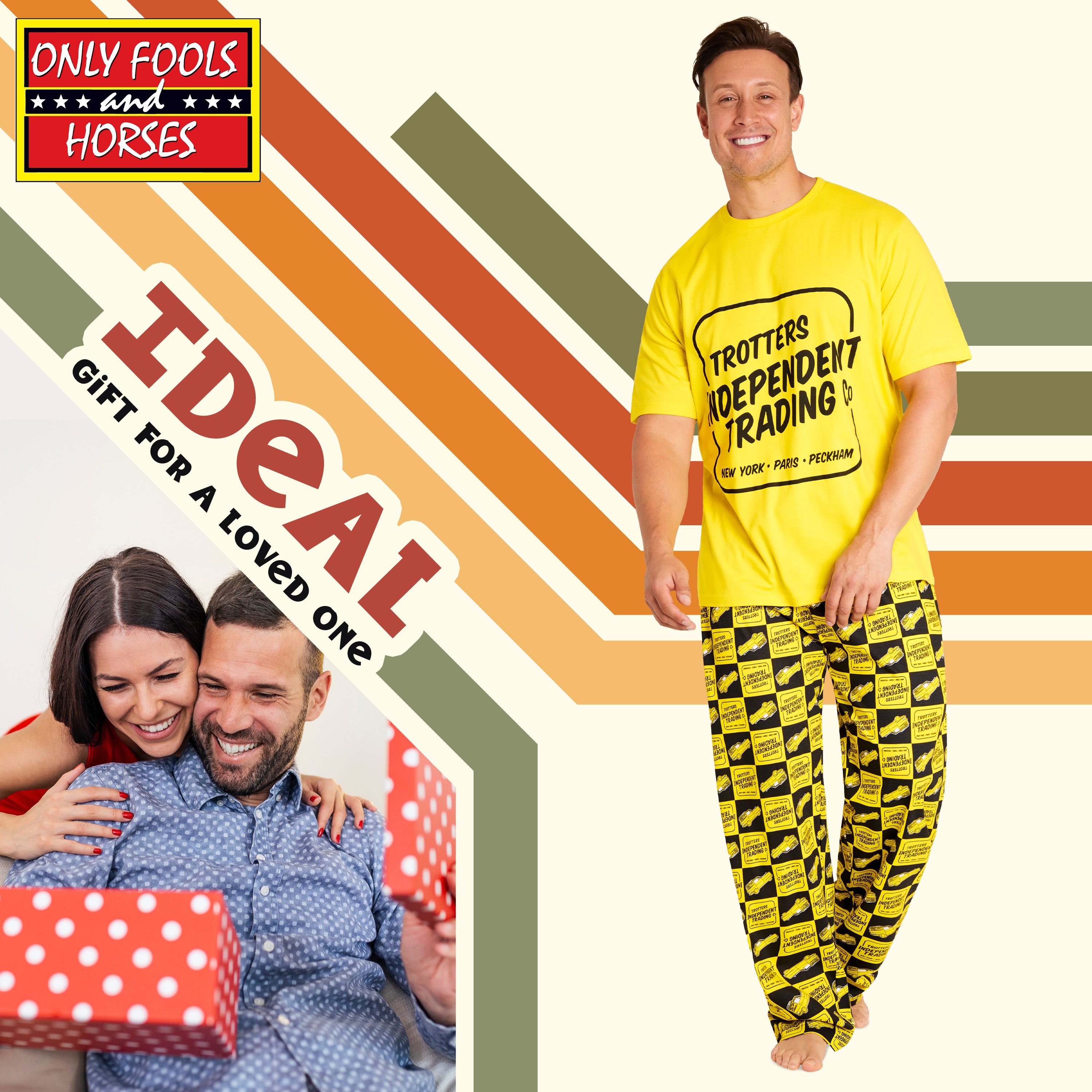 only-fools-and-horses-pyjama-homme-coton-jaune-manches-courtes image 2