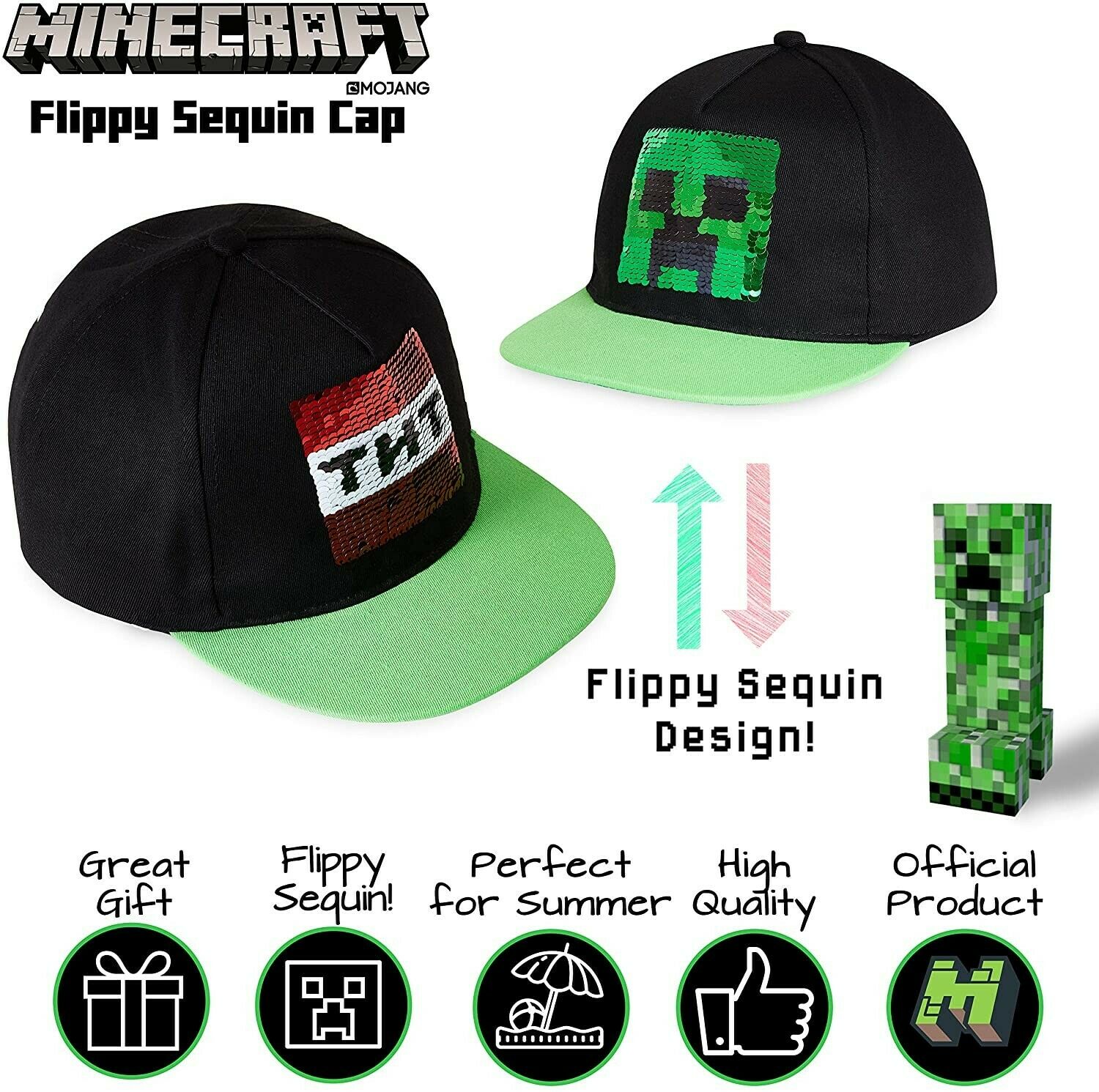 minecraft-casquette-gar-on-creeper-tnt-trucker-taille-unique image 3