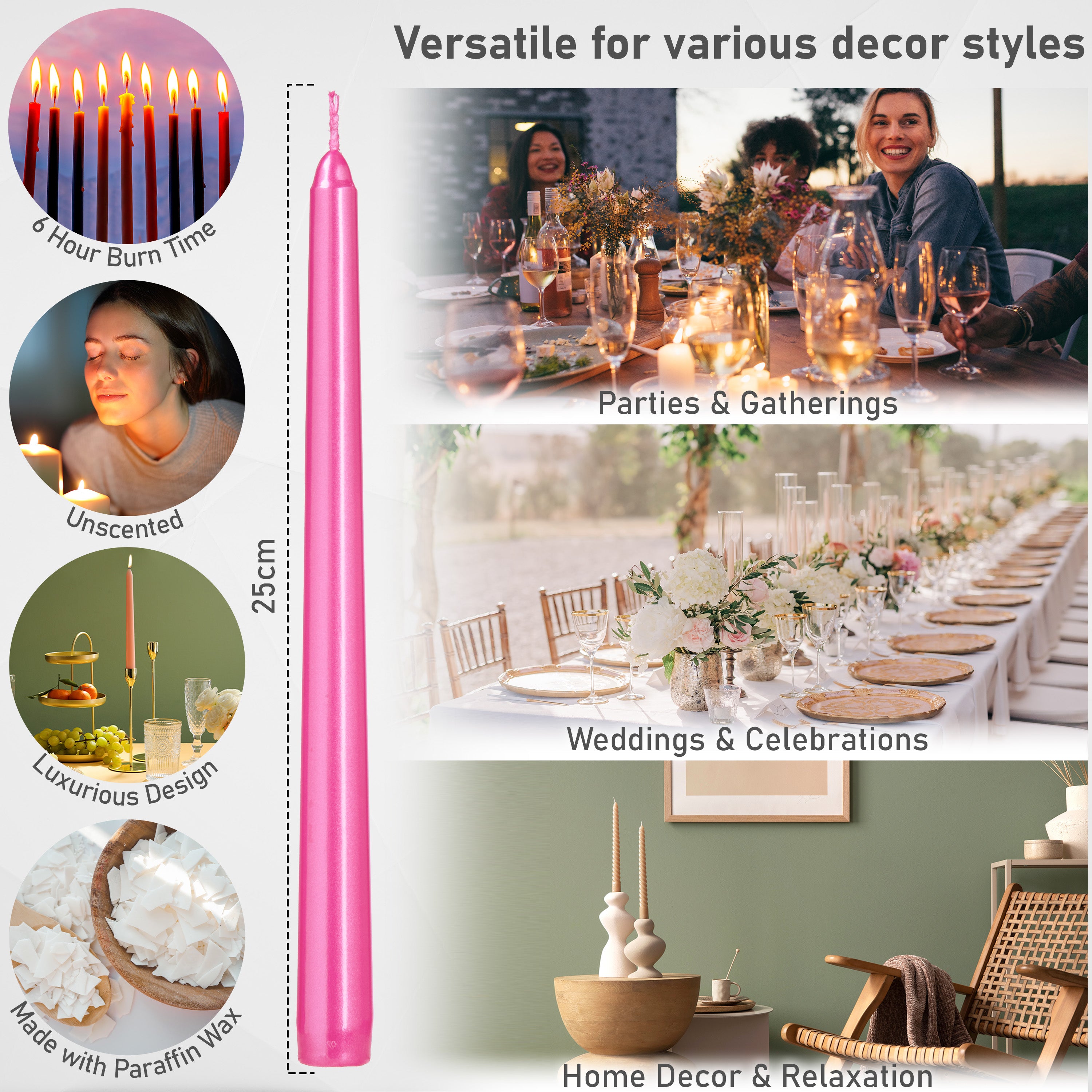 deco-express-classic-bougies-effil-es-m-talliques-rose-lot-6 image 2