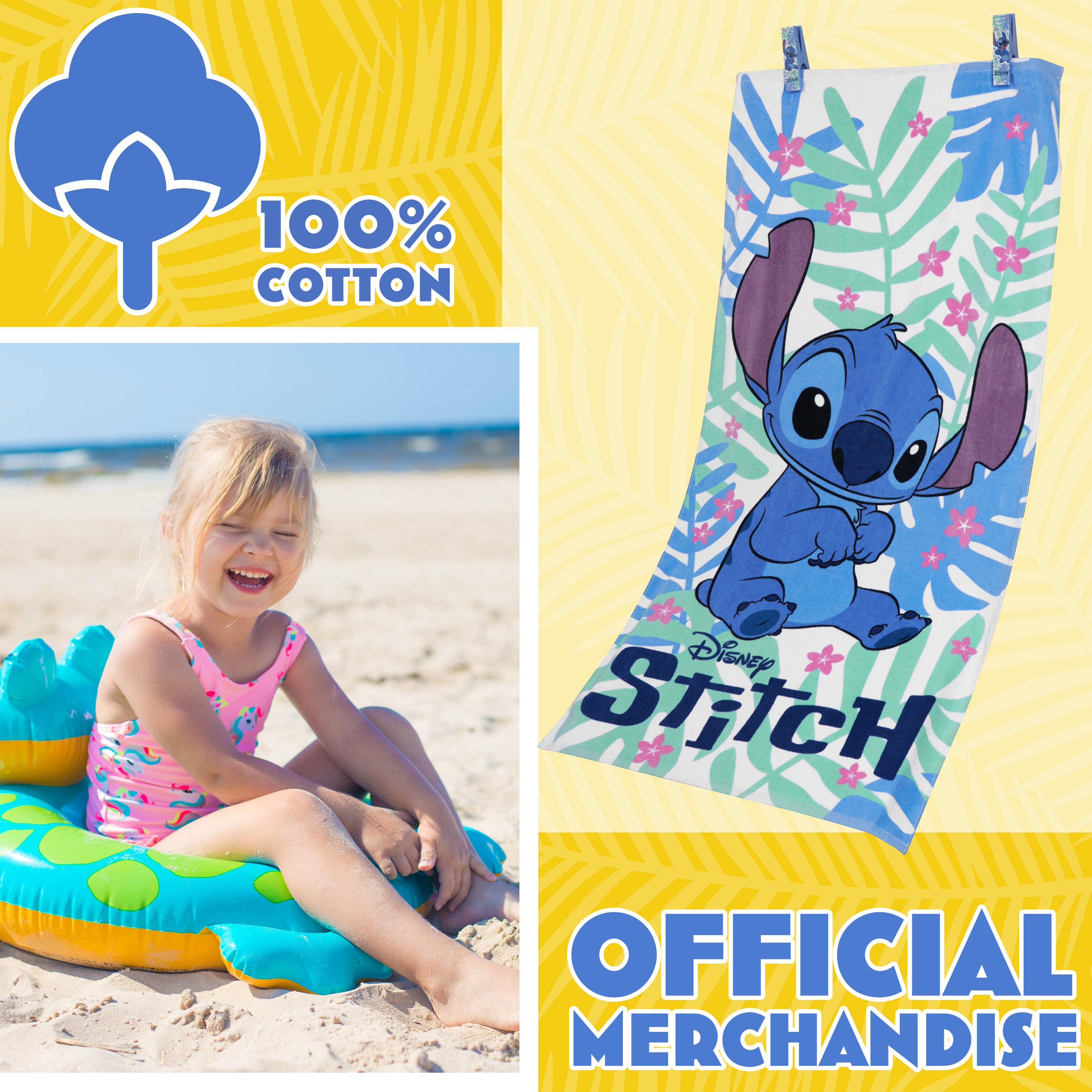 disney-stitch-serviette-plage-enfant-140x70cm-2-pinces image 3